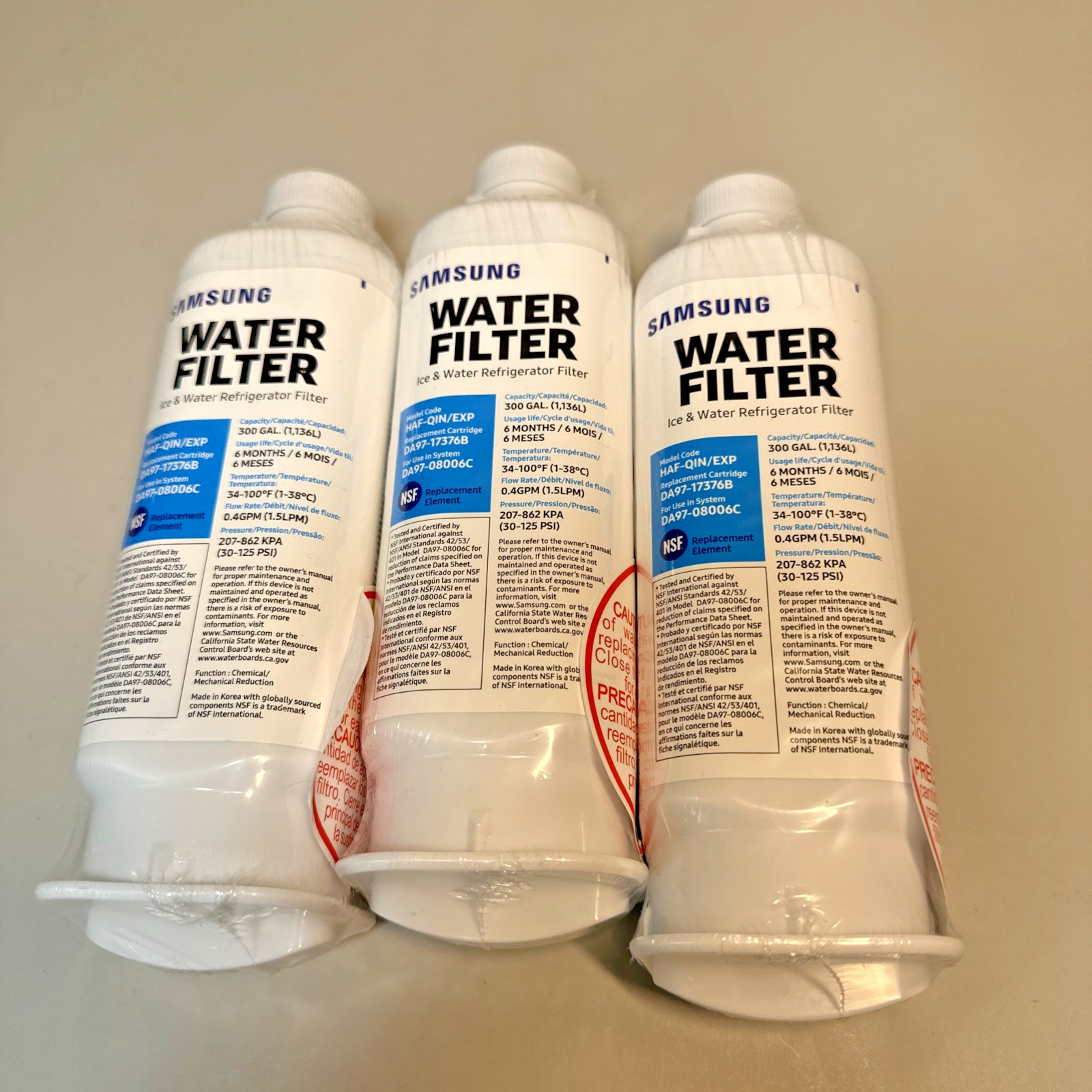 Samsung DA97-17376B HAF-QIN/EXP Refrigerator Water Filter 6 mos/300 gal 3 PACK