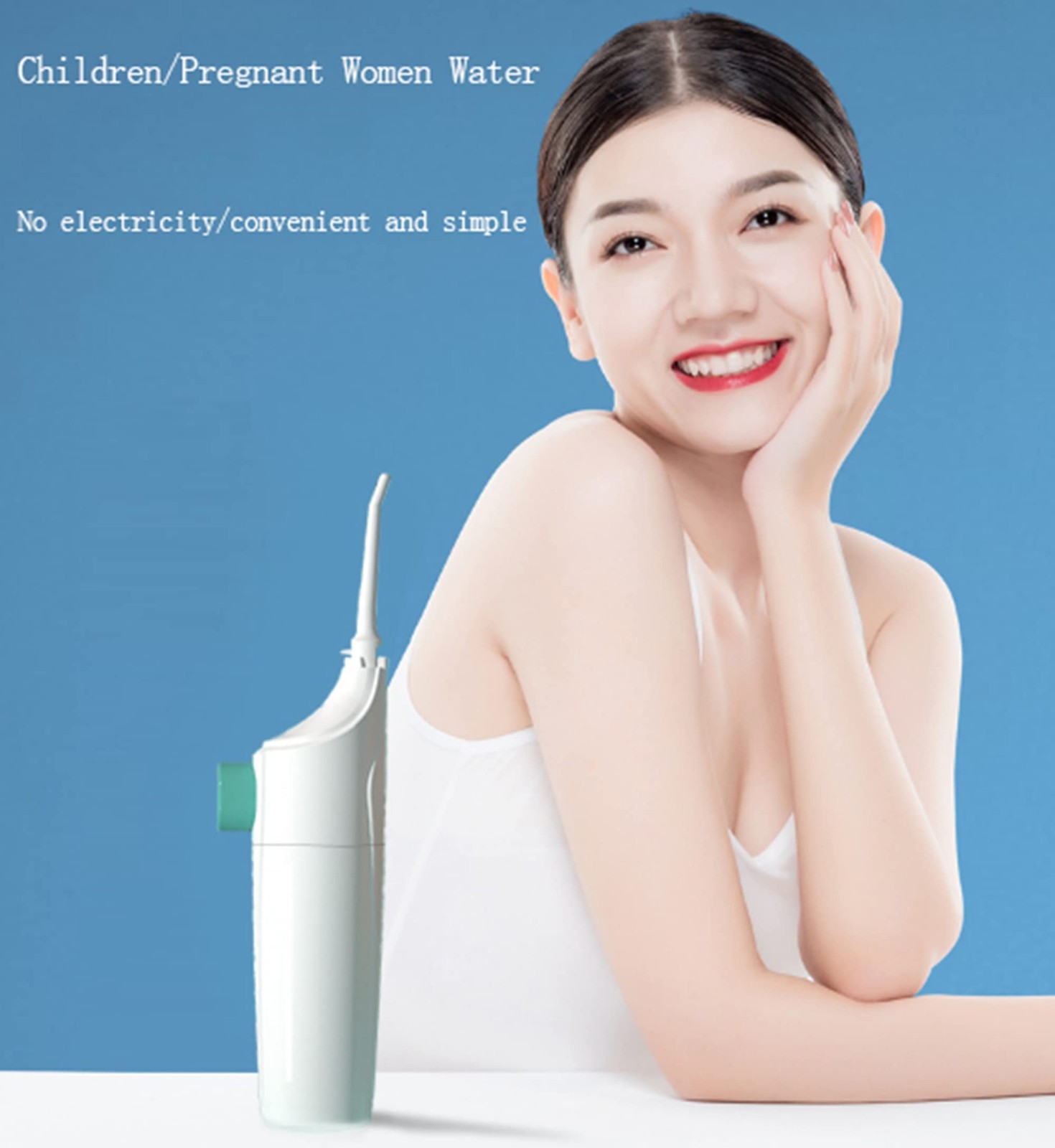 Cordless Water Dental Flosser Non-Electric Simple 1 Count (Pack of 1), White