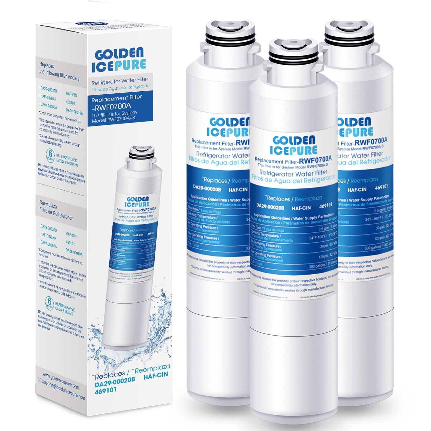 Fit For Samsung DA2900020B DA97- 08006A-B HAF-CIN/EXP Fridge Water Filter 3 Pack