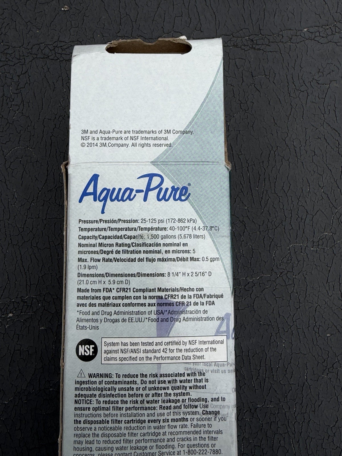 3M Aqua Pure In Line replacement triple action 5 micron water filter model AP717