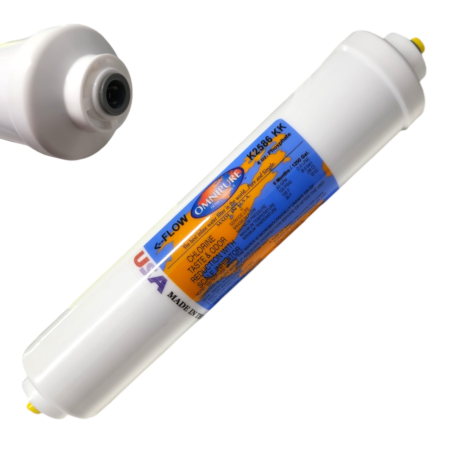 Omnipure K2586-KK Phosphate Inline Carbon Water Filter 3/8 Quick Connect