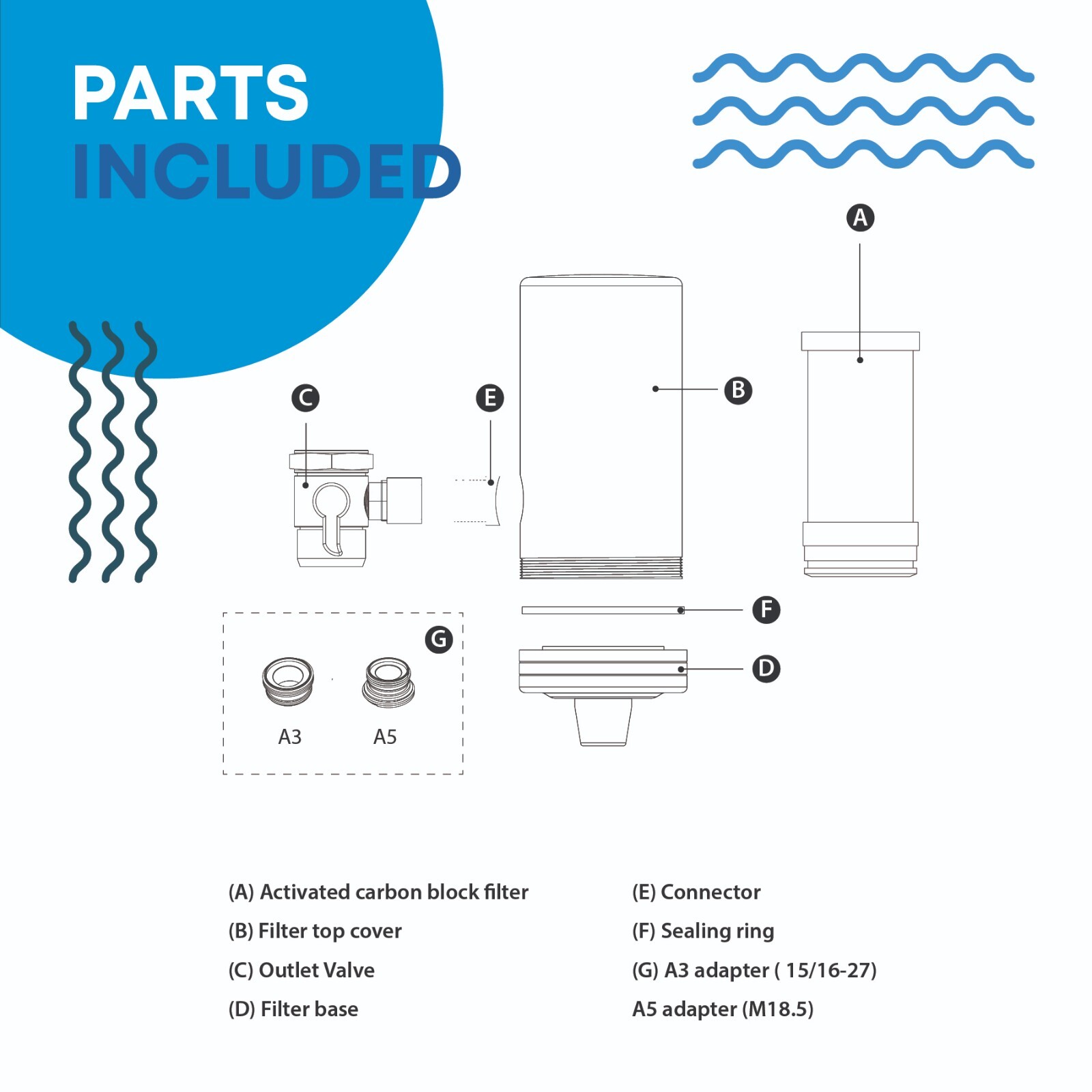 Mist Stainless Steel Activated Carbon Fiber Faucet Filtration System