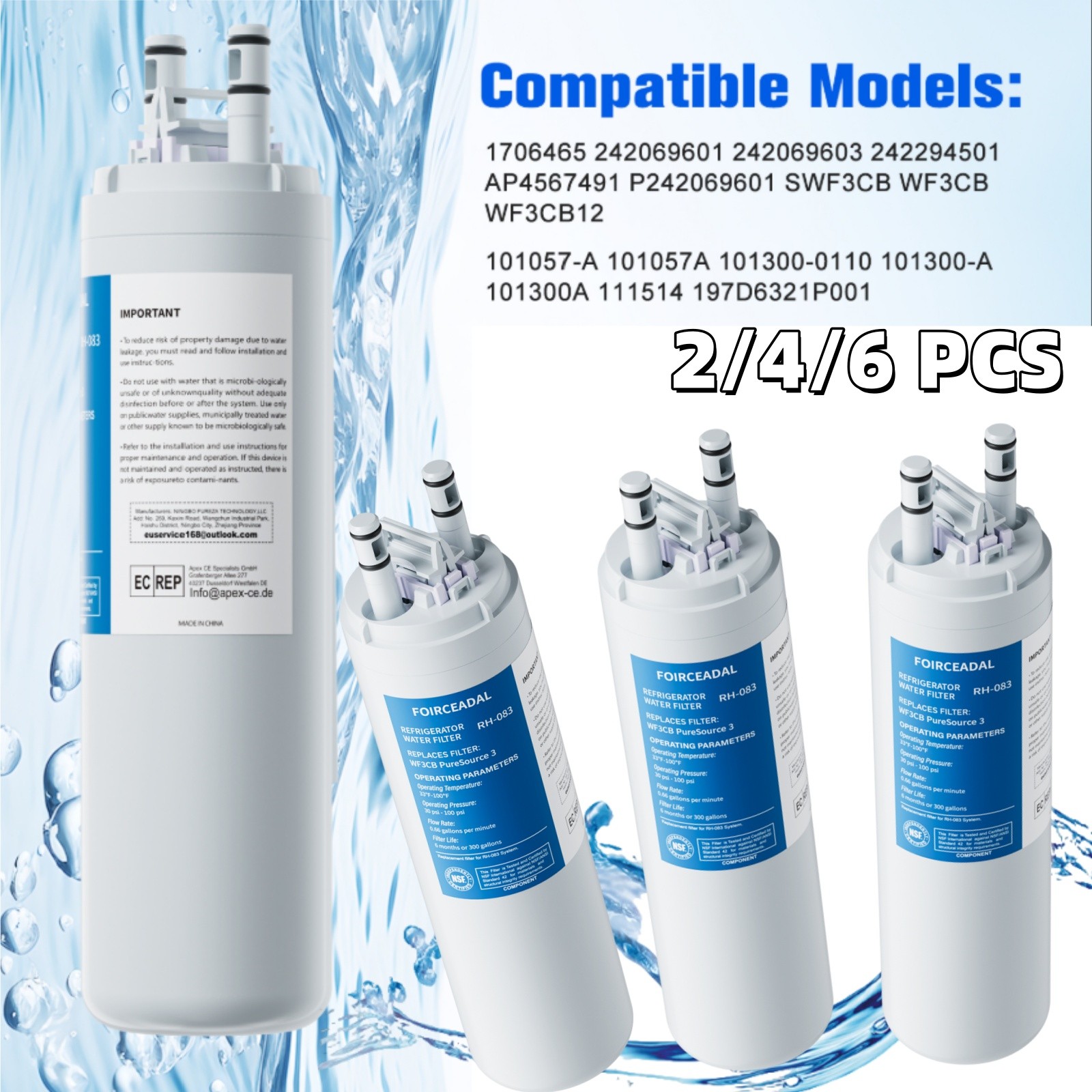 2-6X Frigidaire WF3CB Refrigerator PureSource Ultra 3 Water & Ice Filter