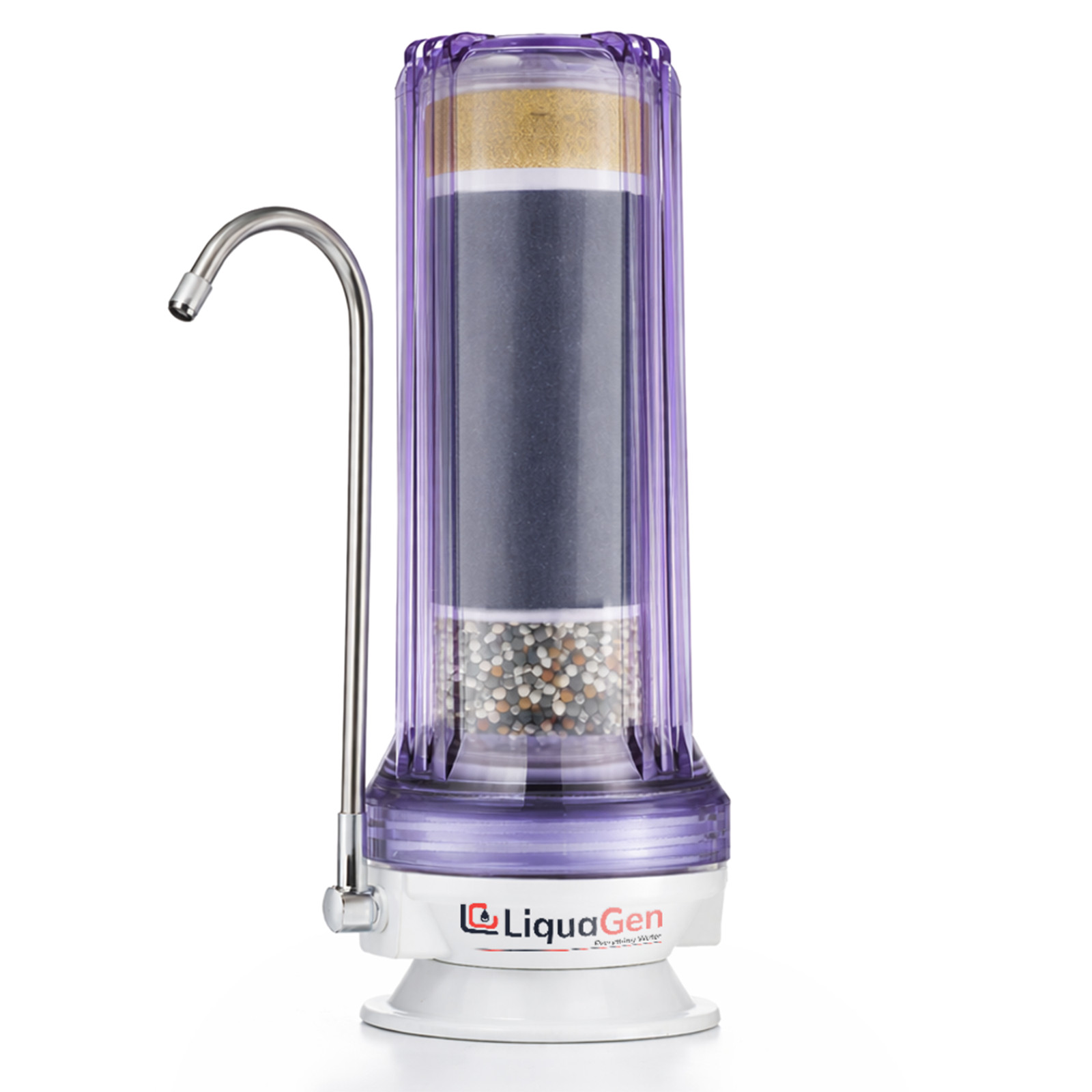 LiquaGen Countertop Alkaline Drinking Water Filter – Multi-Stage, Easy Install