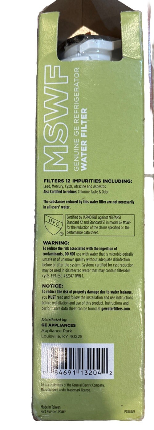 Refrigerator Water Filter Replacement GE MSWF French Door Side By Side Open Box