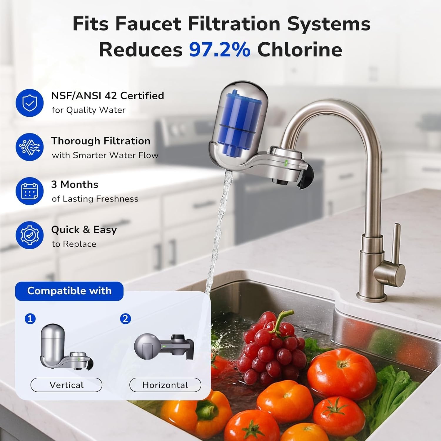 2-Pack Faucet Water Filter Replacement NSF Certified Activated Carbon for Pur