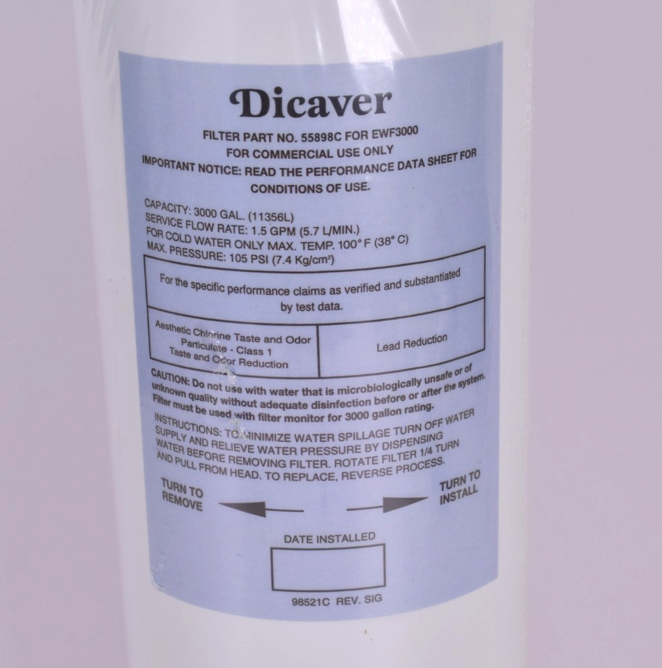 Dicaver Commercial Water Filter 55898C replaces EWF3000