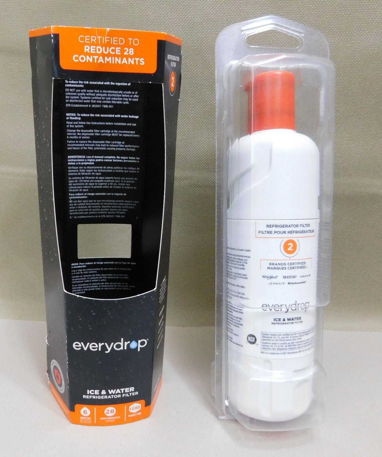 EveryDrop #2 Ice & Water Refrigerator Filter. White New.
