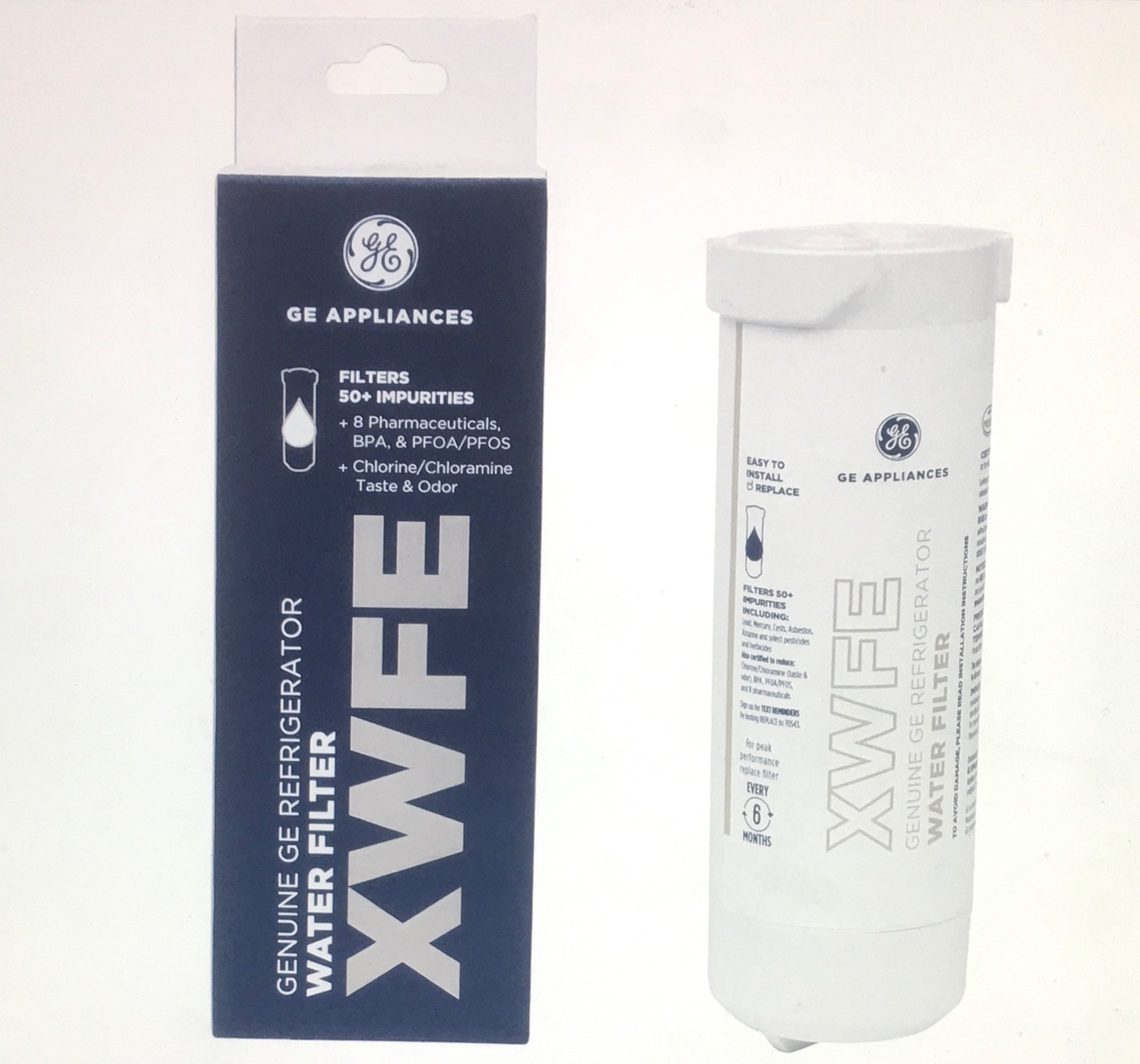 GE XWFE Refrigerator Water Filter, Certified To Reduce 50+ Impurities, Sealed