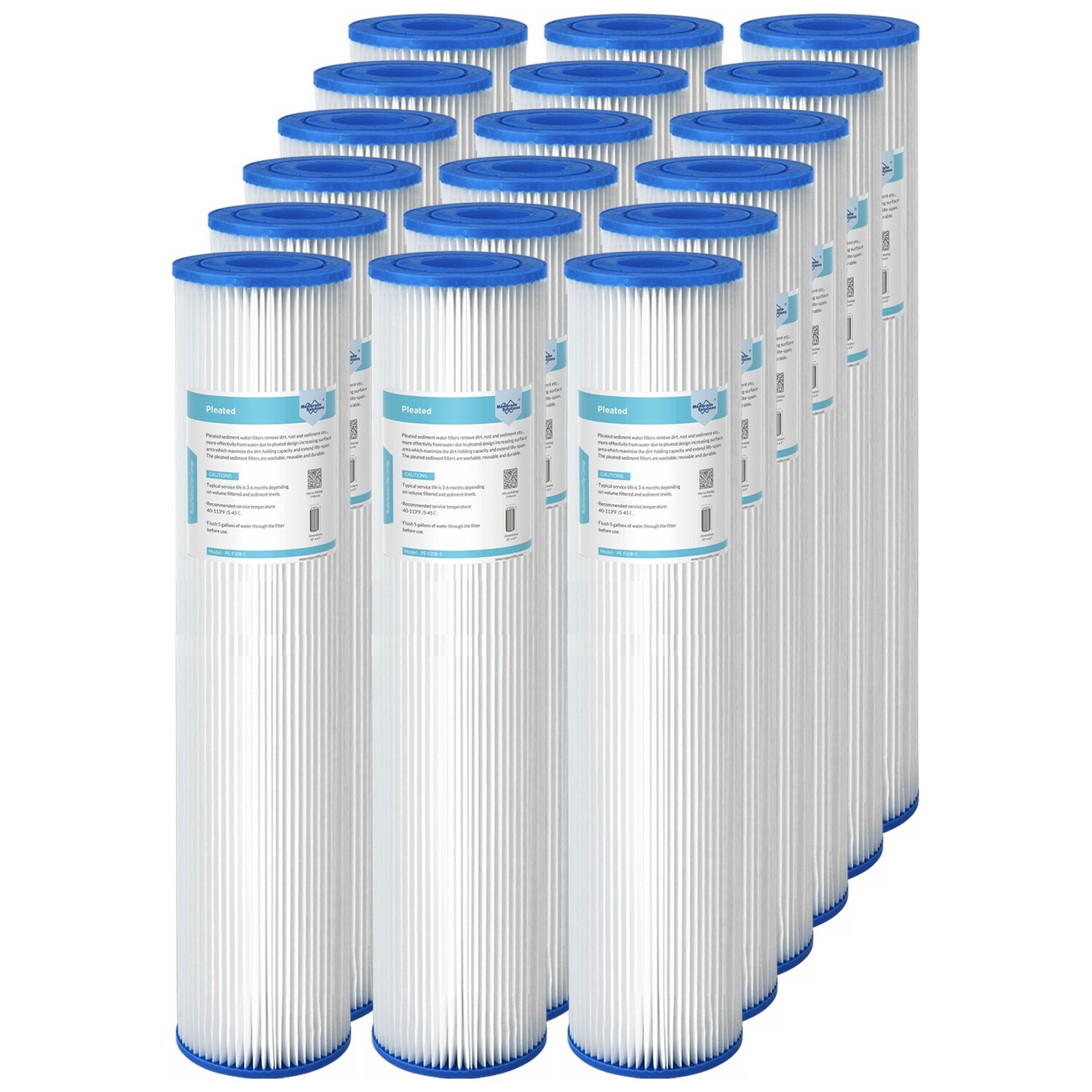 18PCS 20″x4.5″ for Big Blue Whole House Pleated Sediment Water Filter Cartridges