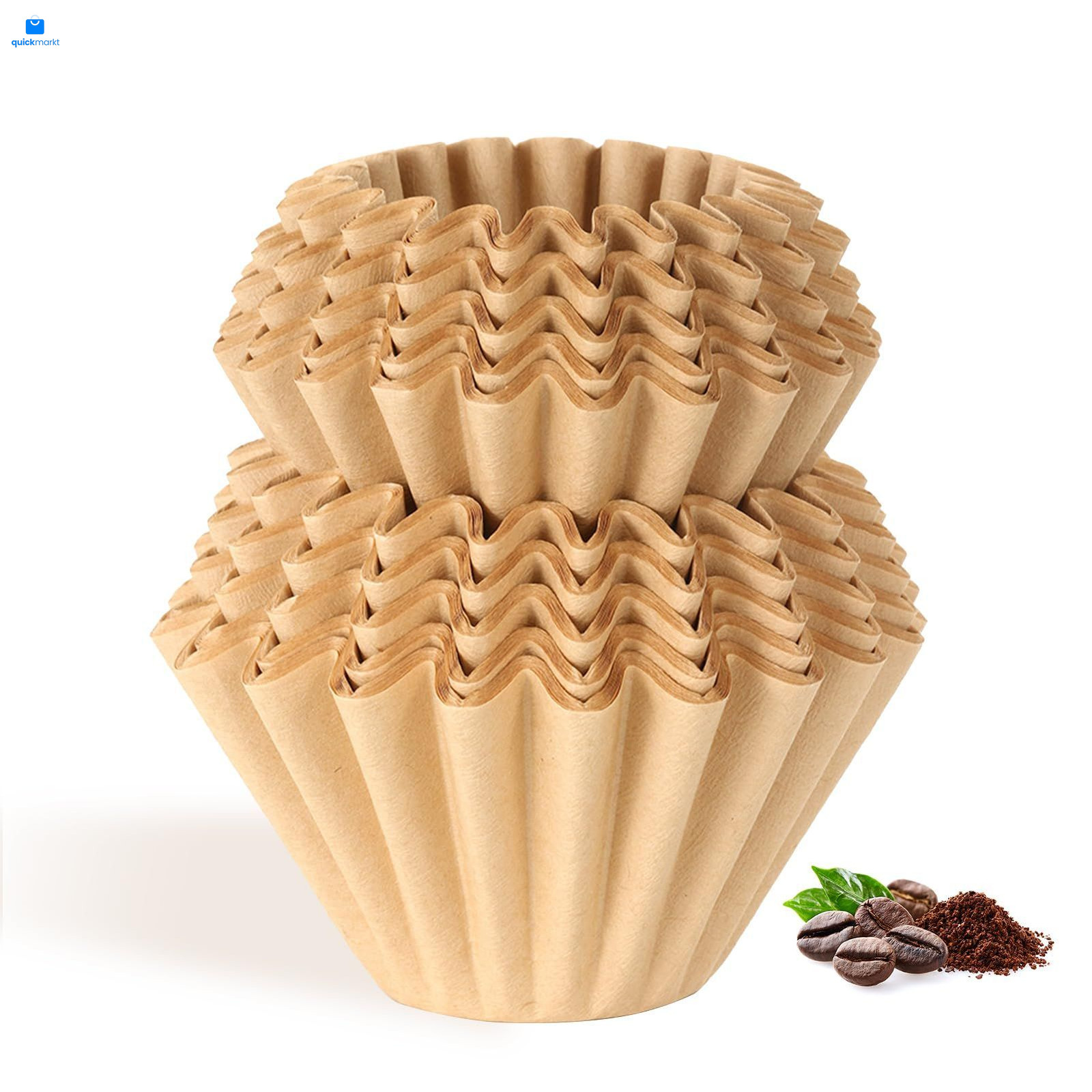 Velloray 100 Count Unbleached Coffee Filters, 4-5 Cup Natural Cup, Brown