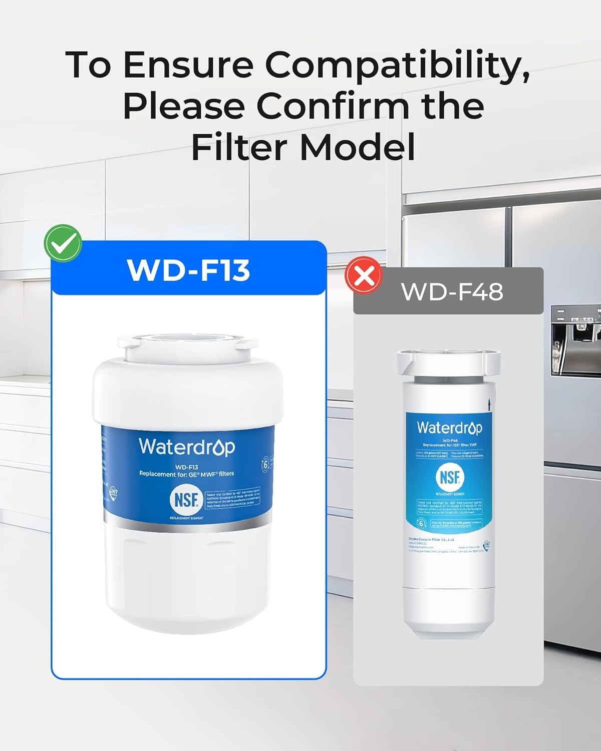 Waterdrop Water Filter, Replacement for GE® Smart Water MWF,4 Pack