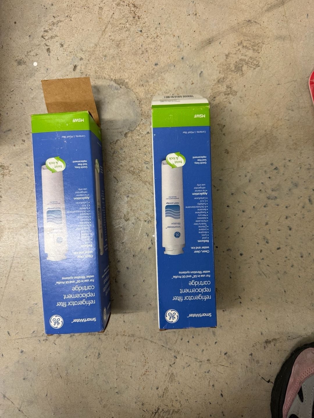 Lot of 2 GE SmartWater MSWF Refrigerator Filter Replacement Cartridges Genuine O