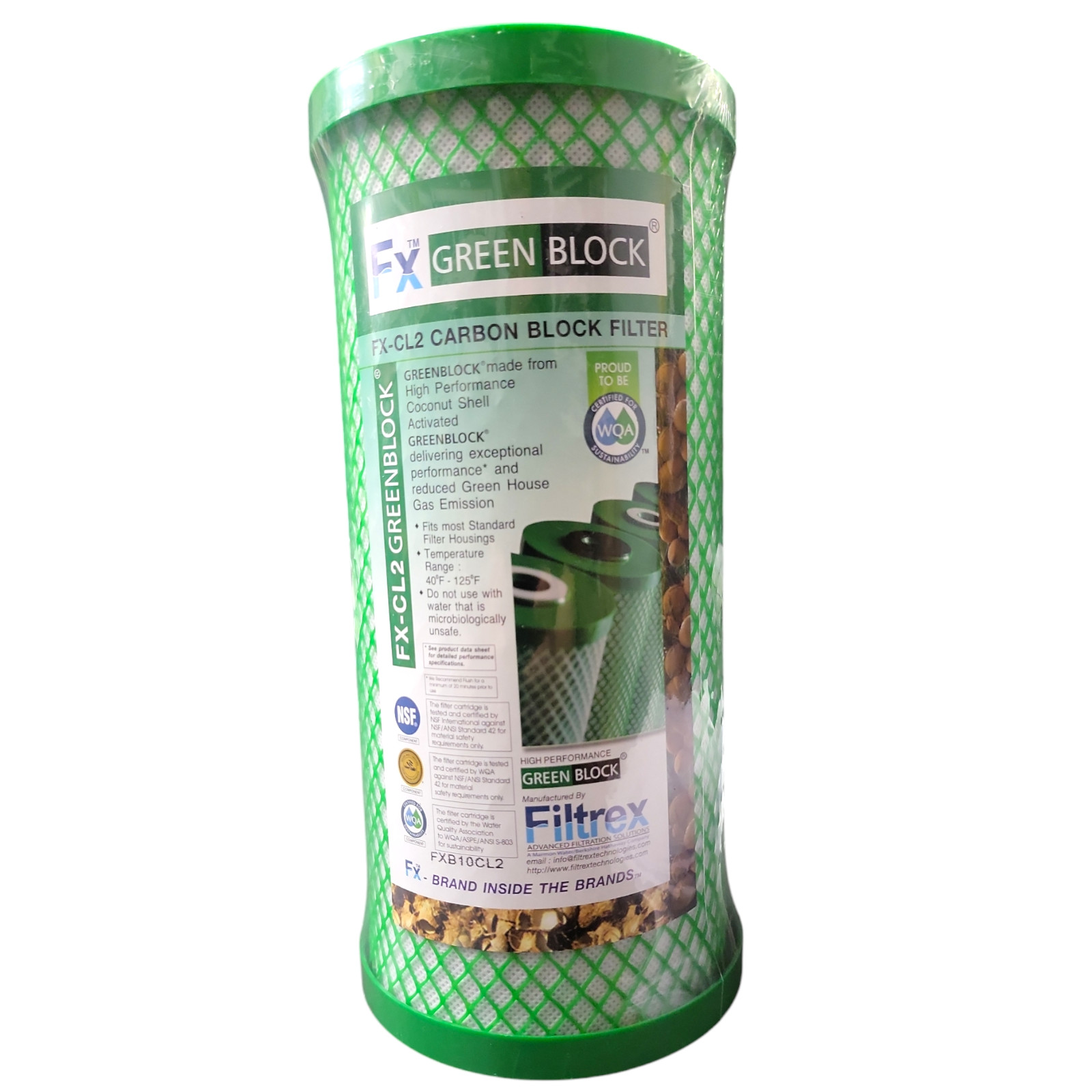 Filtrex FXB10CL2 10M Green Block 10″x 4.5″ Carbon Block Water Filter