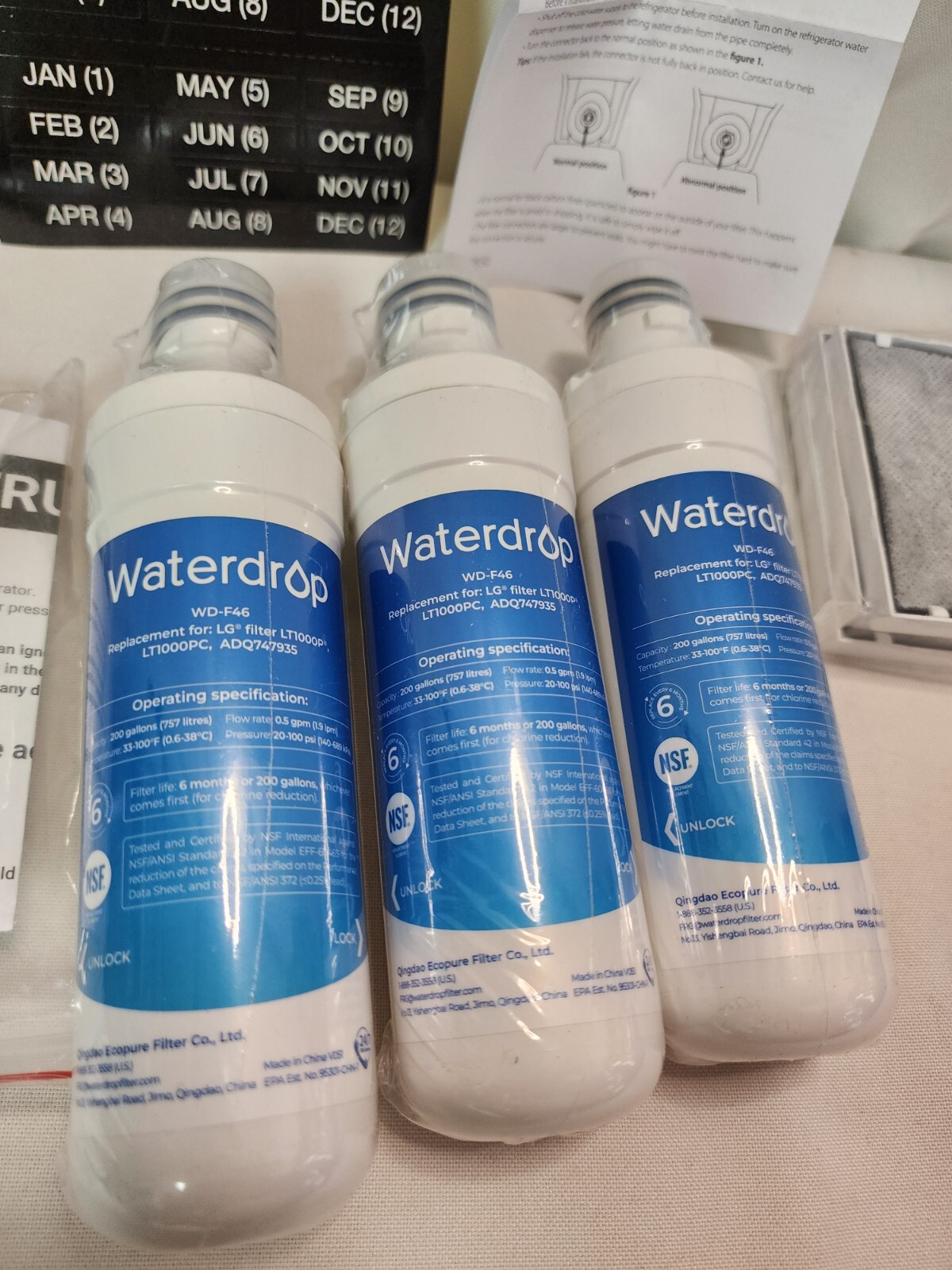 Waterdrop ADQ747935 LT1000PC Replacement for LG LT1000P, 3-Pack Combo