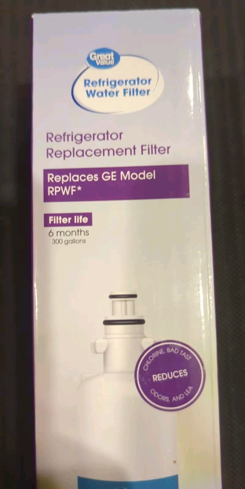 Great Value Refrigerator Water Filter Replaces GE Model RPWF 6months 300 gal