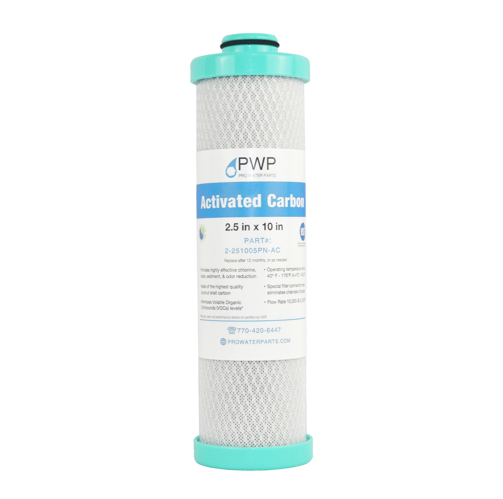2.5 x 10″ RV Water Filter Replaces FRE-10-GN Activated Carbon Block Push-Nipple