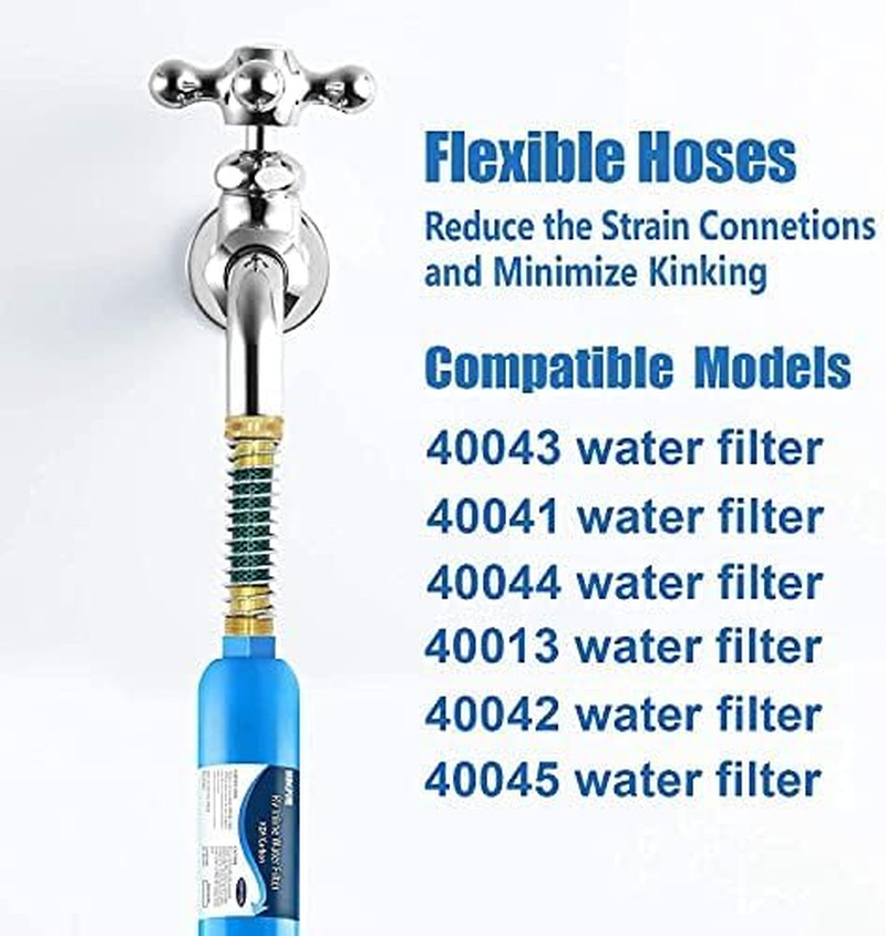 4 Packs of RV Inline/Marine Water Filter with Flexible Hose Protector, NSF Certi