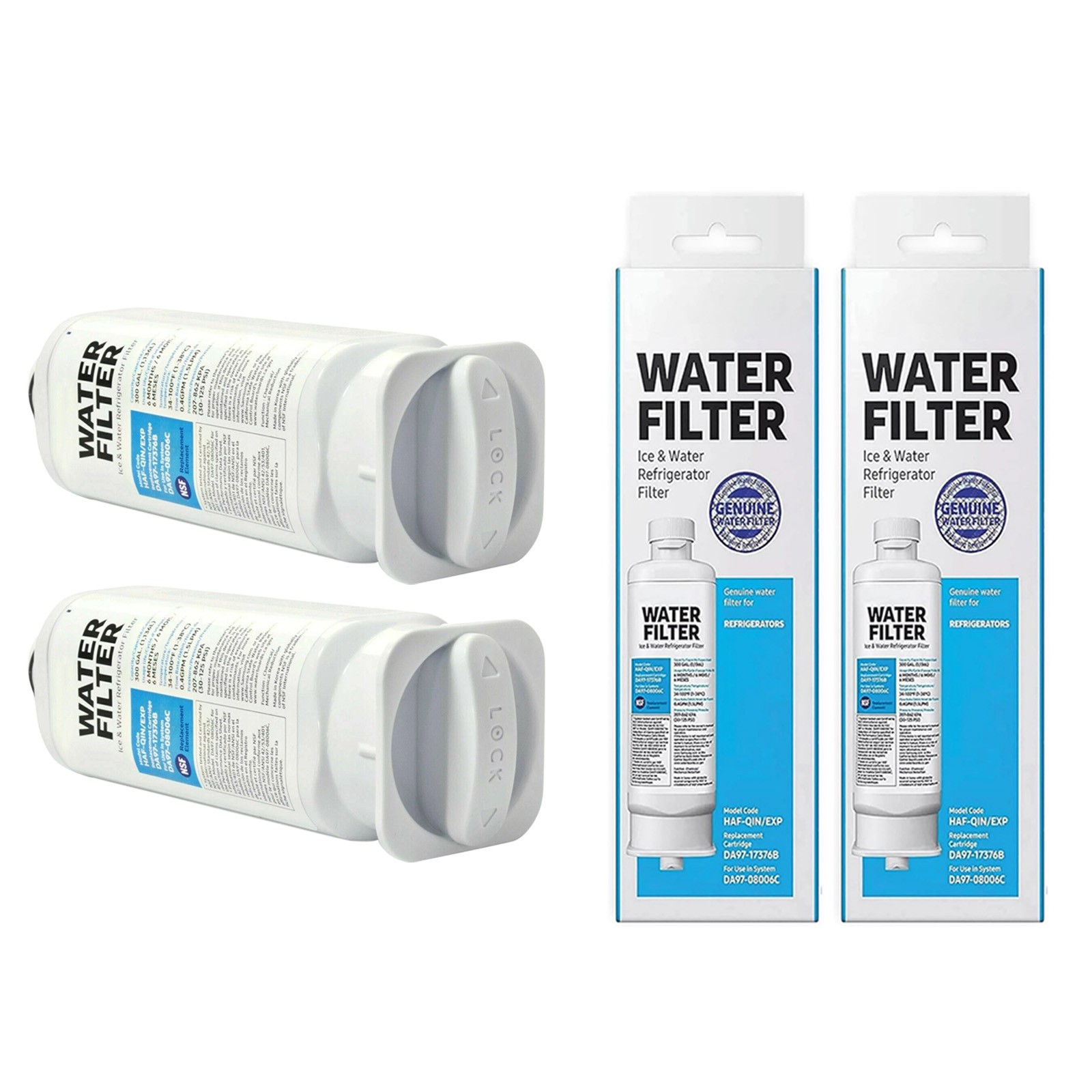 2 Pack DA97-17376B Refrigerator Water Filter Replacement For Samsung Fridge