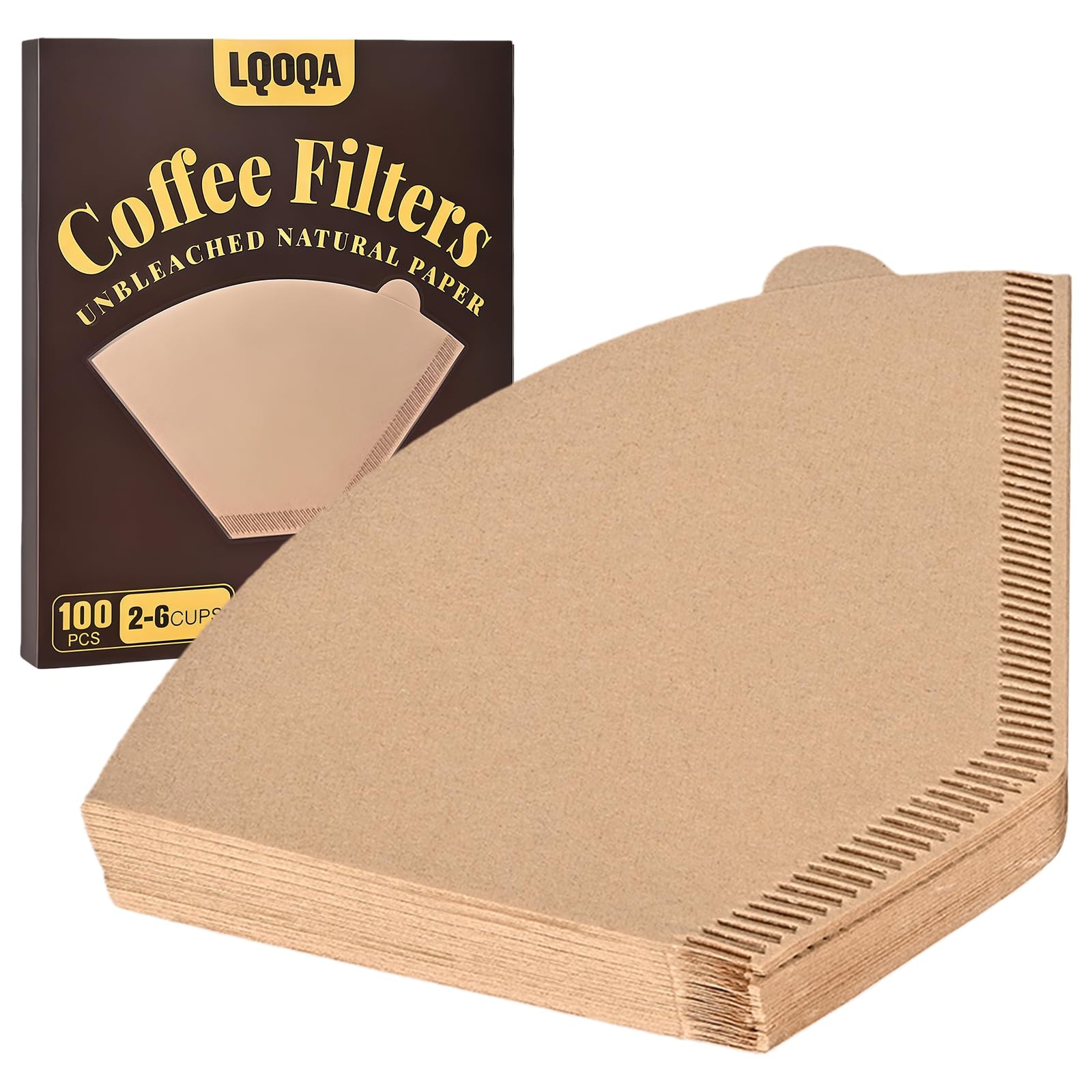 100 Count #2 Cone Coffee Filters, Unbleached Natural Paper, U04, Light Brown