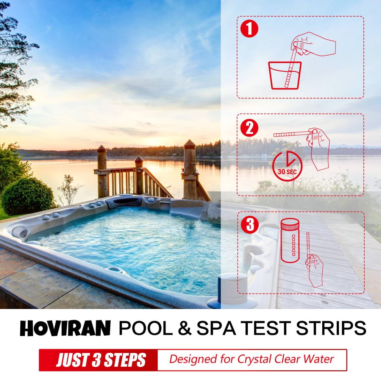 Pool Salt Test Strips, Hot Tub Strips 9 in 9 1 pool test strips 125ct