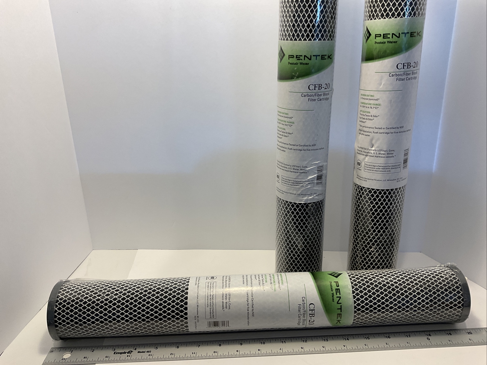 Pentek CFB-20 Carbon ?fiber Block filter Cartridge Lot Of 3 New 5-10 Micron