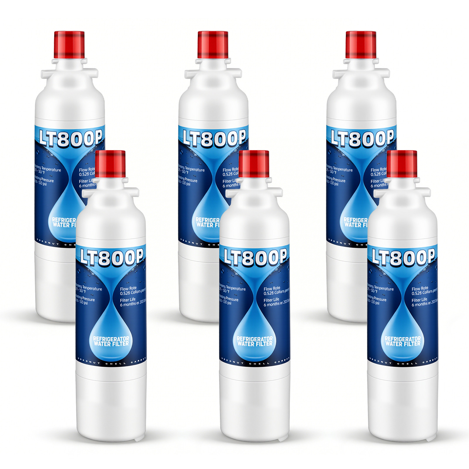 6 Pack Fit For LG LSXS26366S LSXS26326S LT800P ADQ73613401 Water Filter Golden
