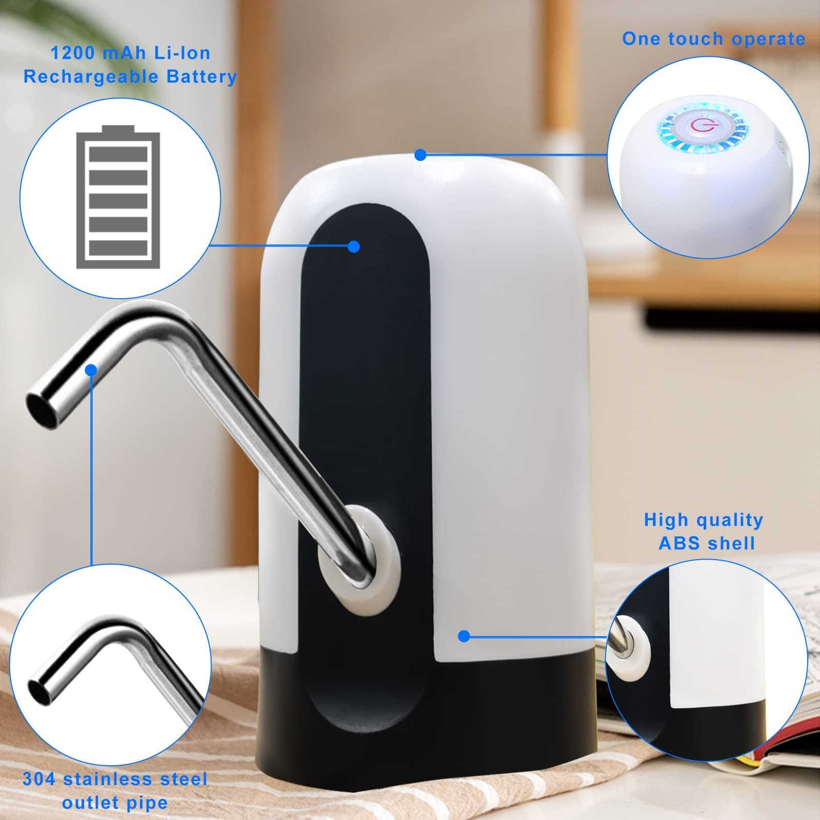 Universal Electric Drinking Water Bottle Pump USB Portable Dispenser 5 Gallon