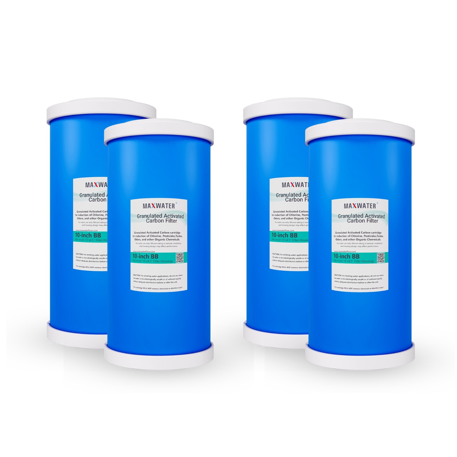 4 Big Blue GAC – Granular Activated Carbon Water Filter Cartridges 4.5″ x 10″