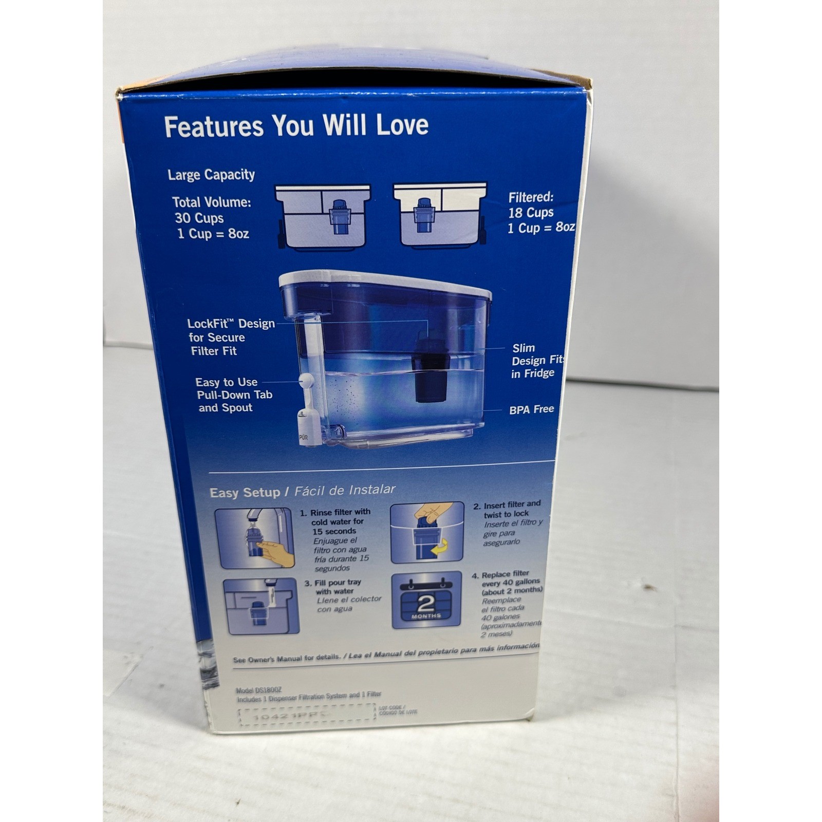 PUR Ultimate30 Cup Water Filter Dispenser MAXION Blue White DS1800Z NEW Open BOX