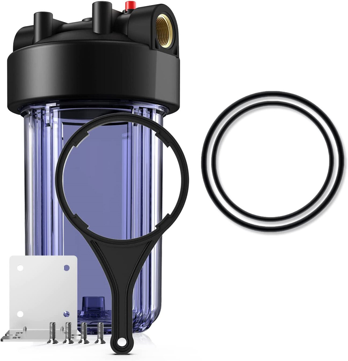 10 Inch Big Blue Clear Whole House Water Filter Housing &2pcs CTO Carbon System