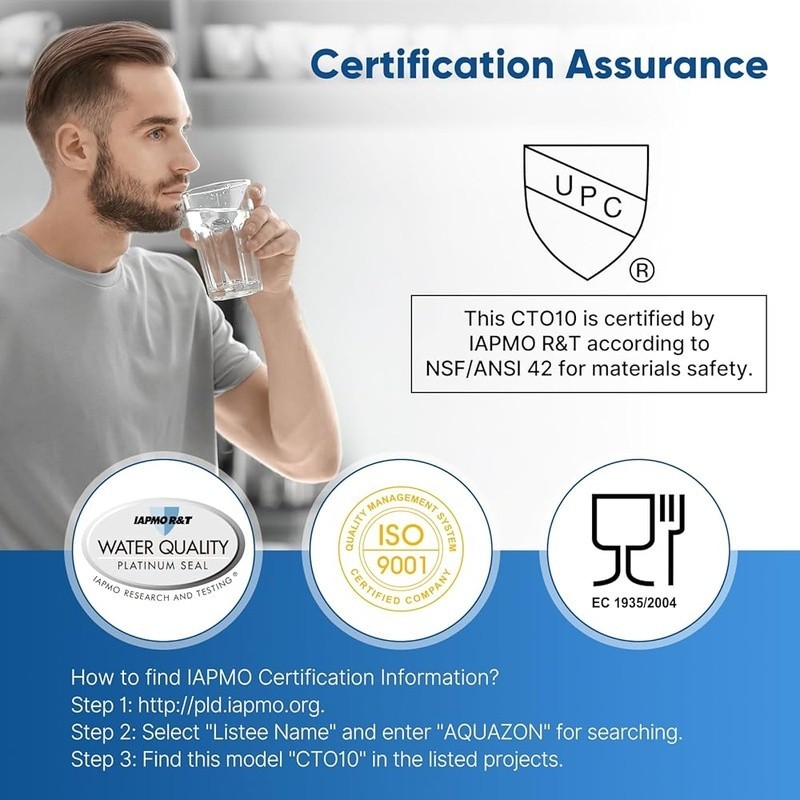 High Capacity Carbon Water Filter 10×2.5 inch NSF Chlorine Sediment Removal New