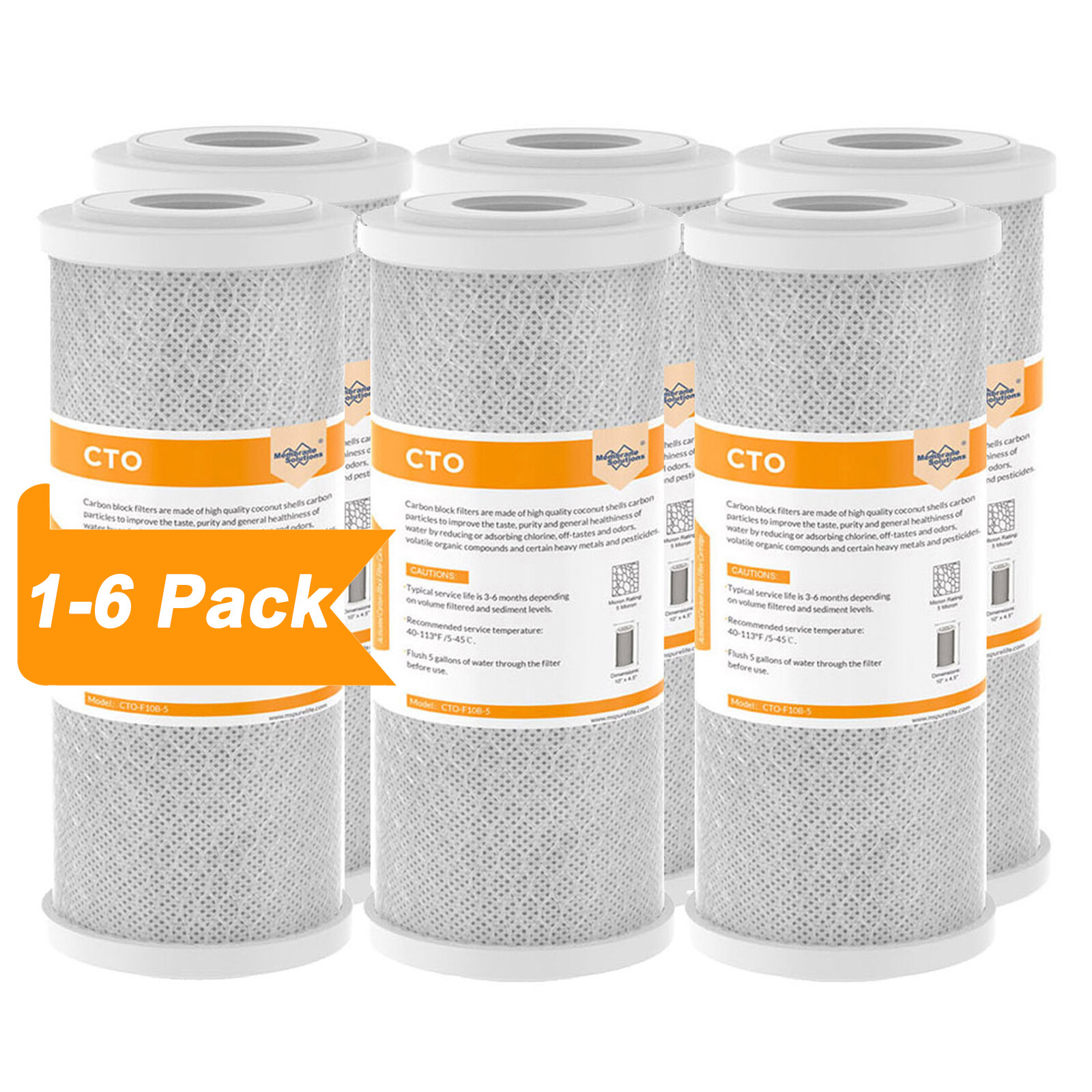 1-6 PACK 10″x4.5″ Carbon Block Water Filter Whole House RO Cartridge Replacement