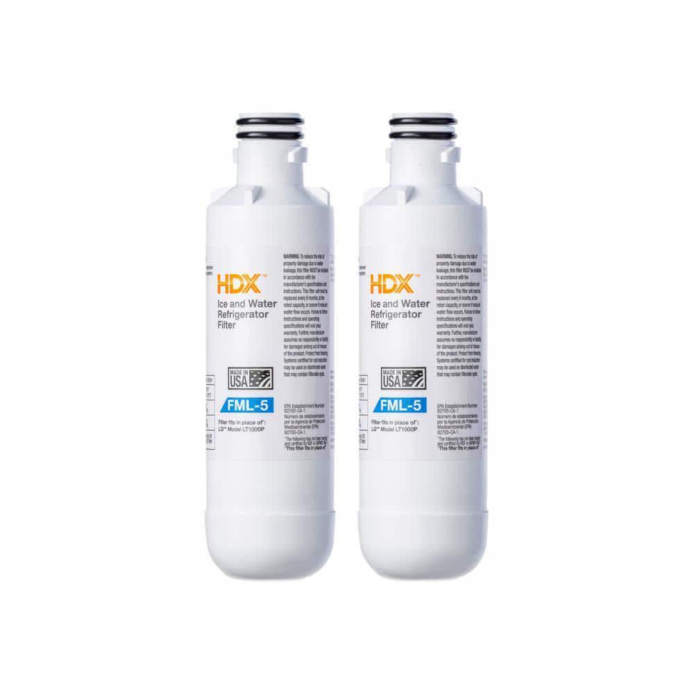 HDX FML-5 Refrigerator Water Filter Replacement for LG Model LT1000P (2-Pack)