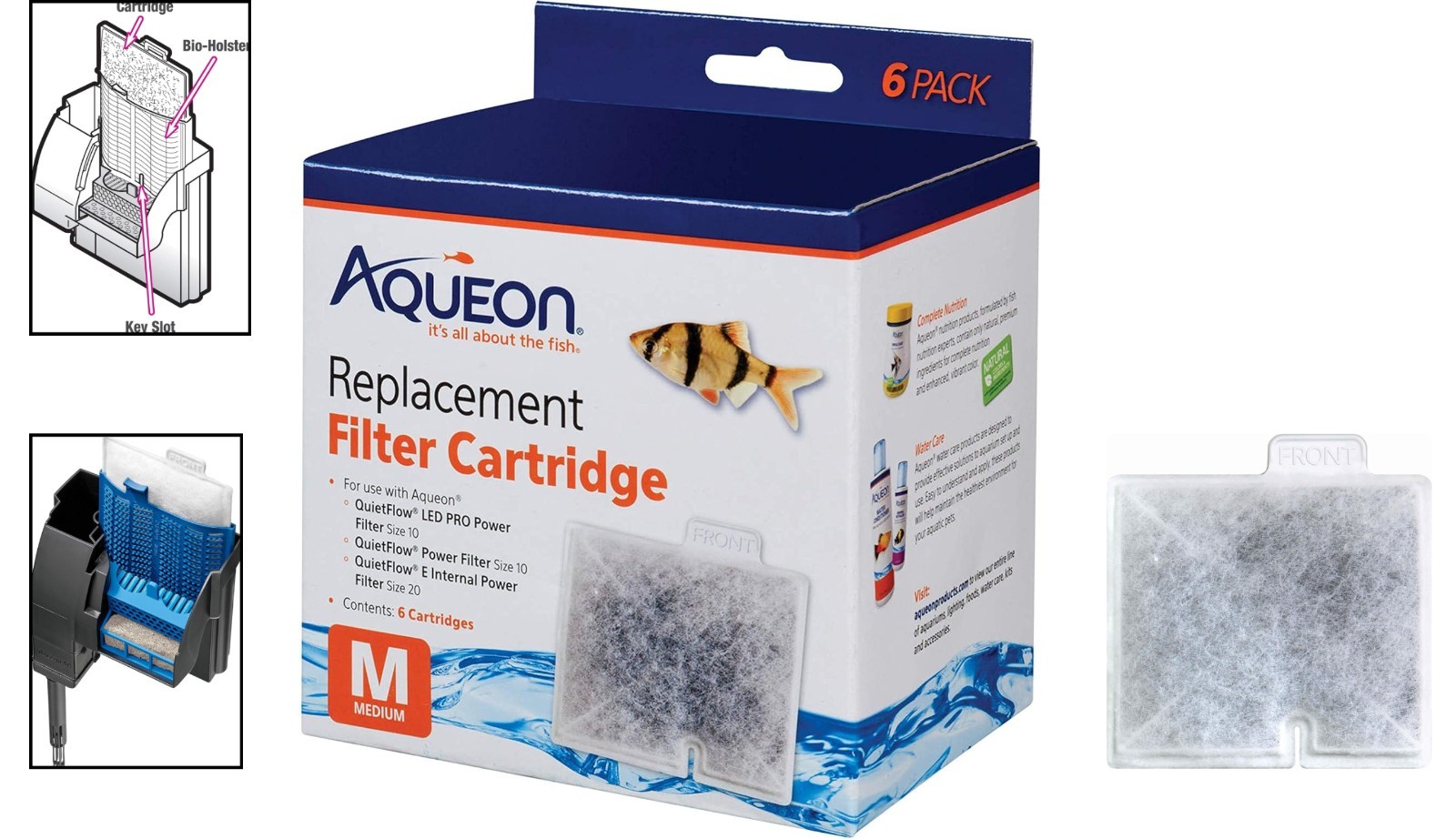 Aqueon 6-Pack Filter Cartridges Medium – Removes Impurities Efficiently