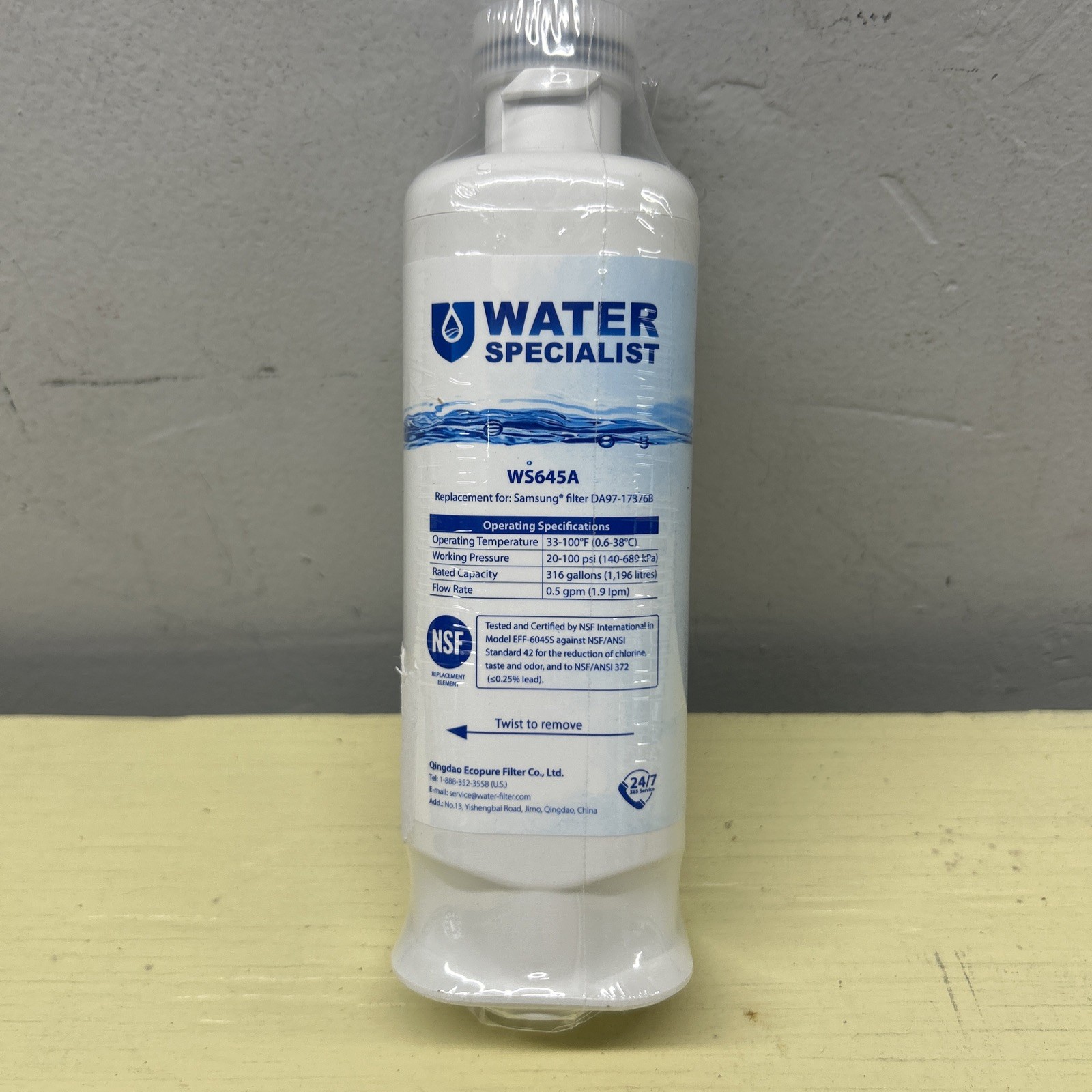 Water Specialist WS645A Filter For Samsung DA97-17376B -New Plastic Sealed