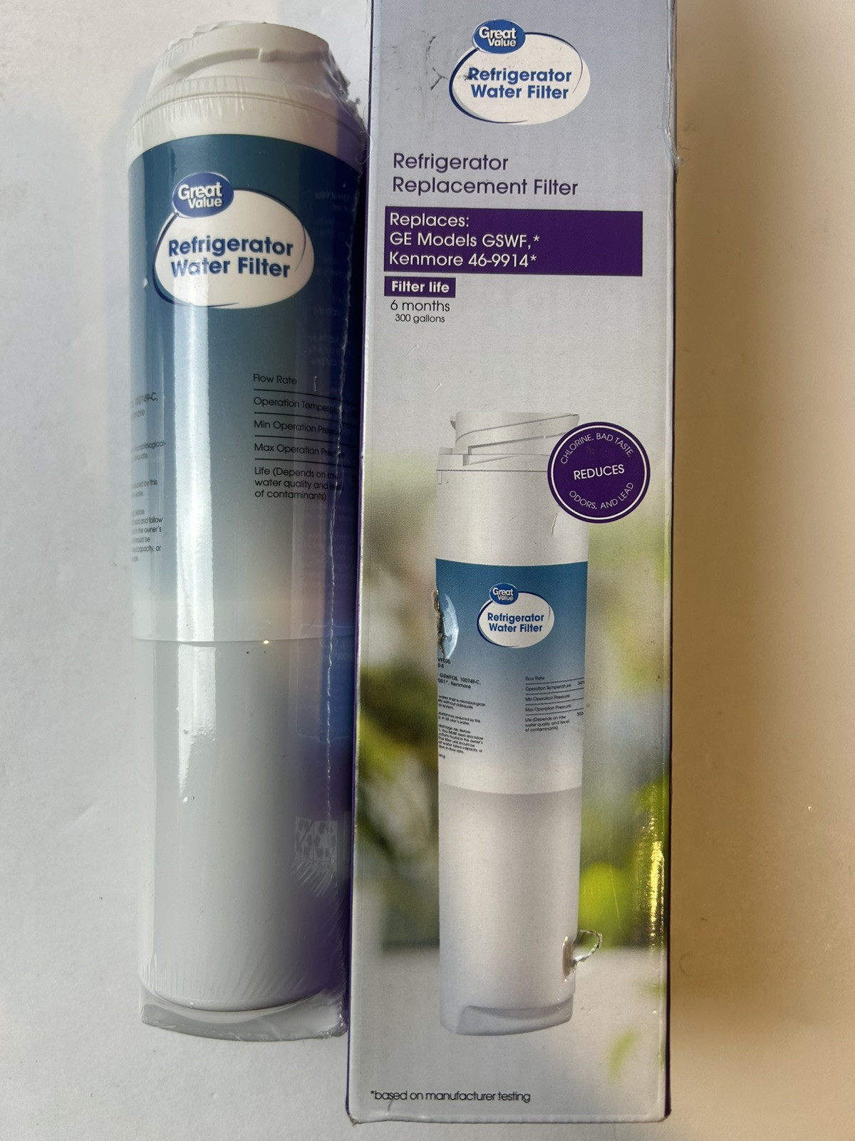 Great Value Refrigerator Replacement Water Filter for GE GSWF & Kenmore 46-9914