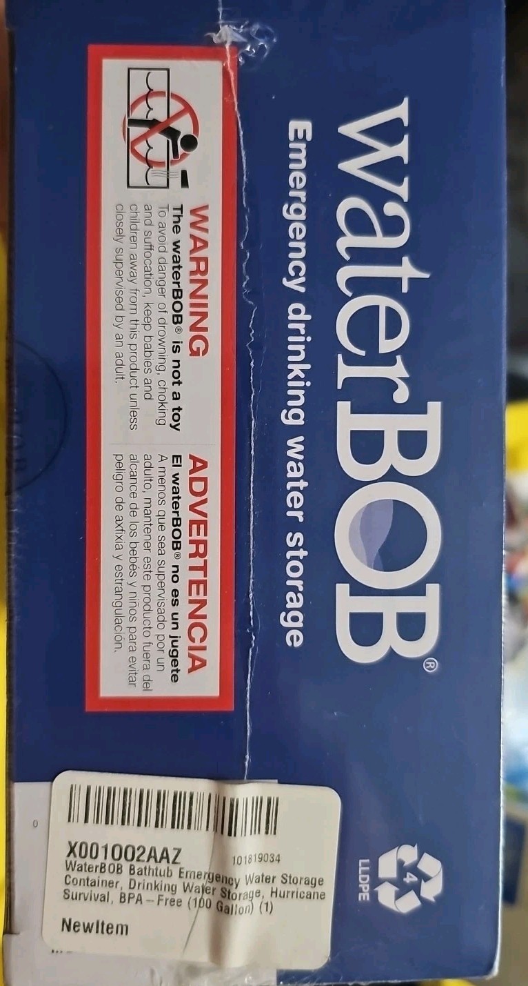 WATER BOB FRESH WATER RESERVE BPA-FREE New Unopened 100 Gallon Storage