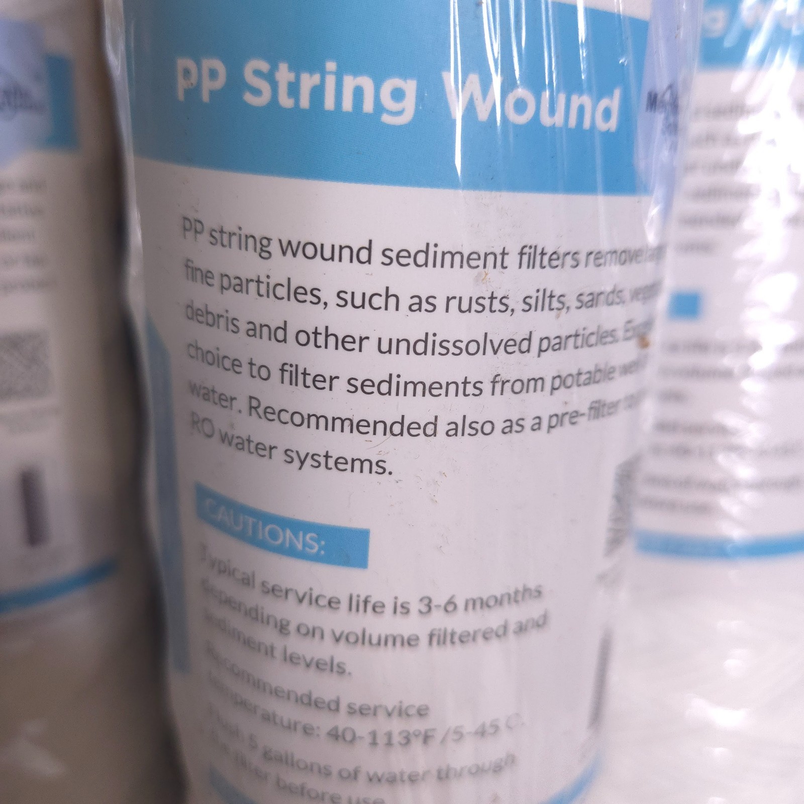 6 Pack 5 Micron 2.5″ OD x 20″ Sediment Water Filter String Wound Polypropylene