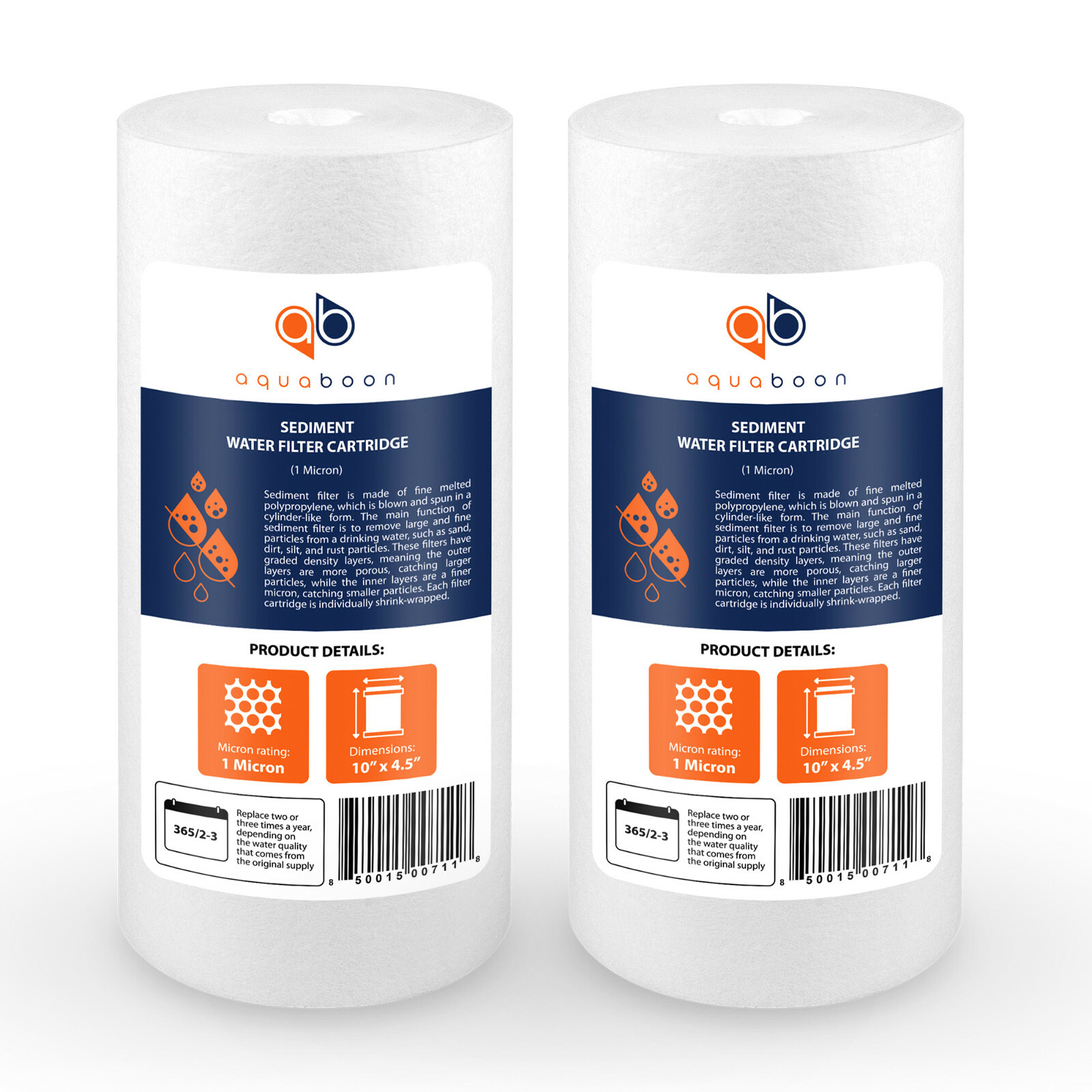 2-PACK of Aquaboon Sediment Water Filter Whole House Big Blue 1 Micron 10″x4.5″