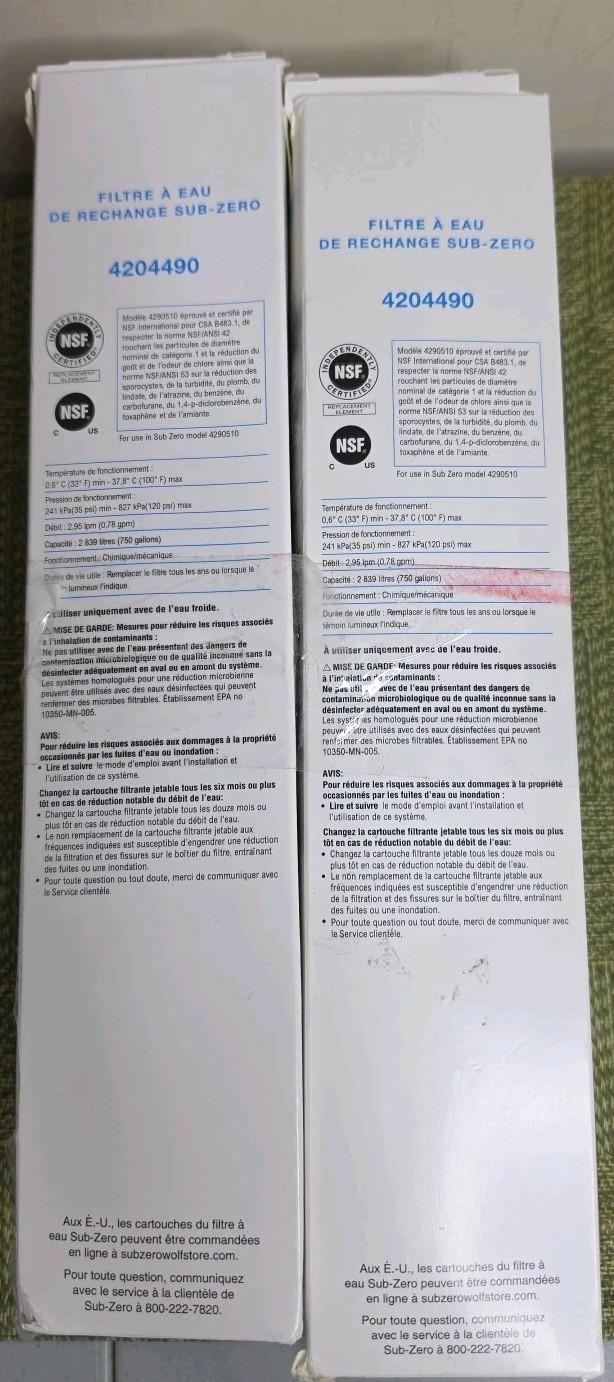 2 Packs SUB-ZERO 4204490 Refrigerator Water Filter New Sealed In Box