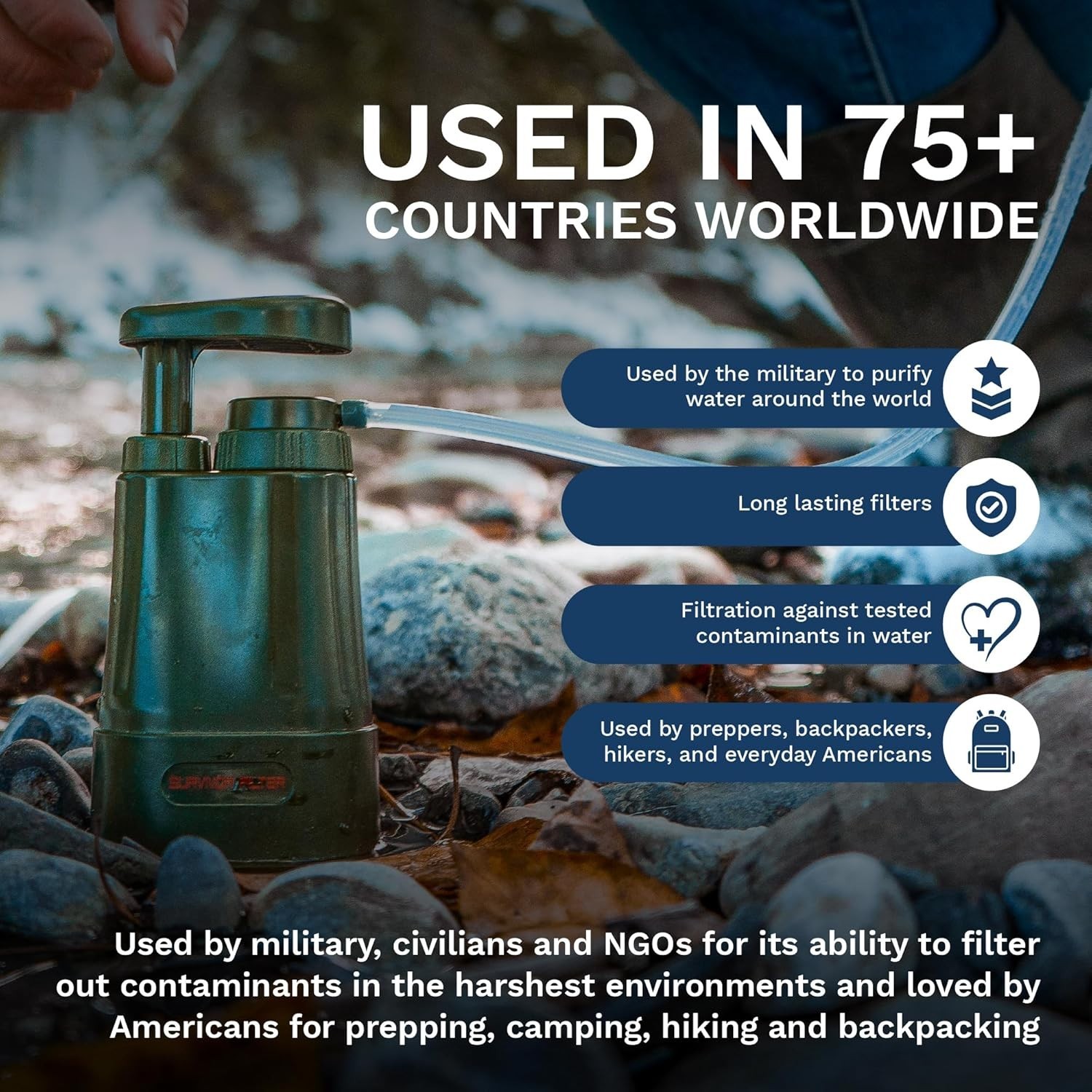 Survival Water Filter System with BPA Free Components and Carrying Case