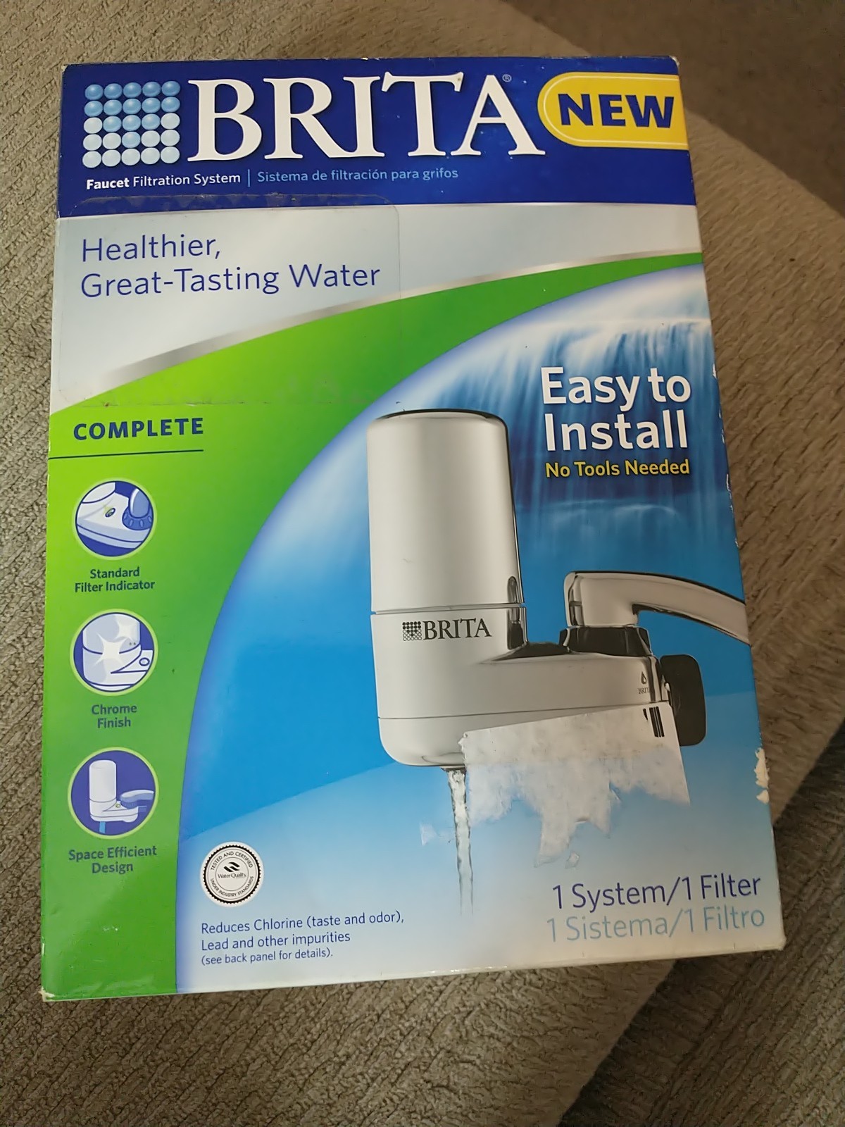 Brita Basic Faucet Mount Water Filtration System – Chrome, New In Box, Free Ship