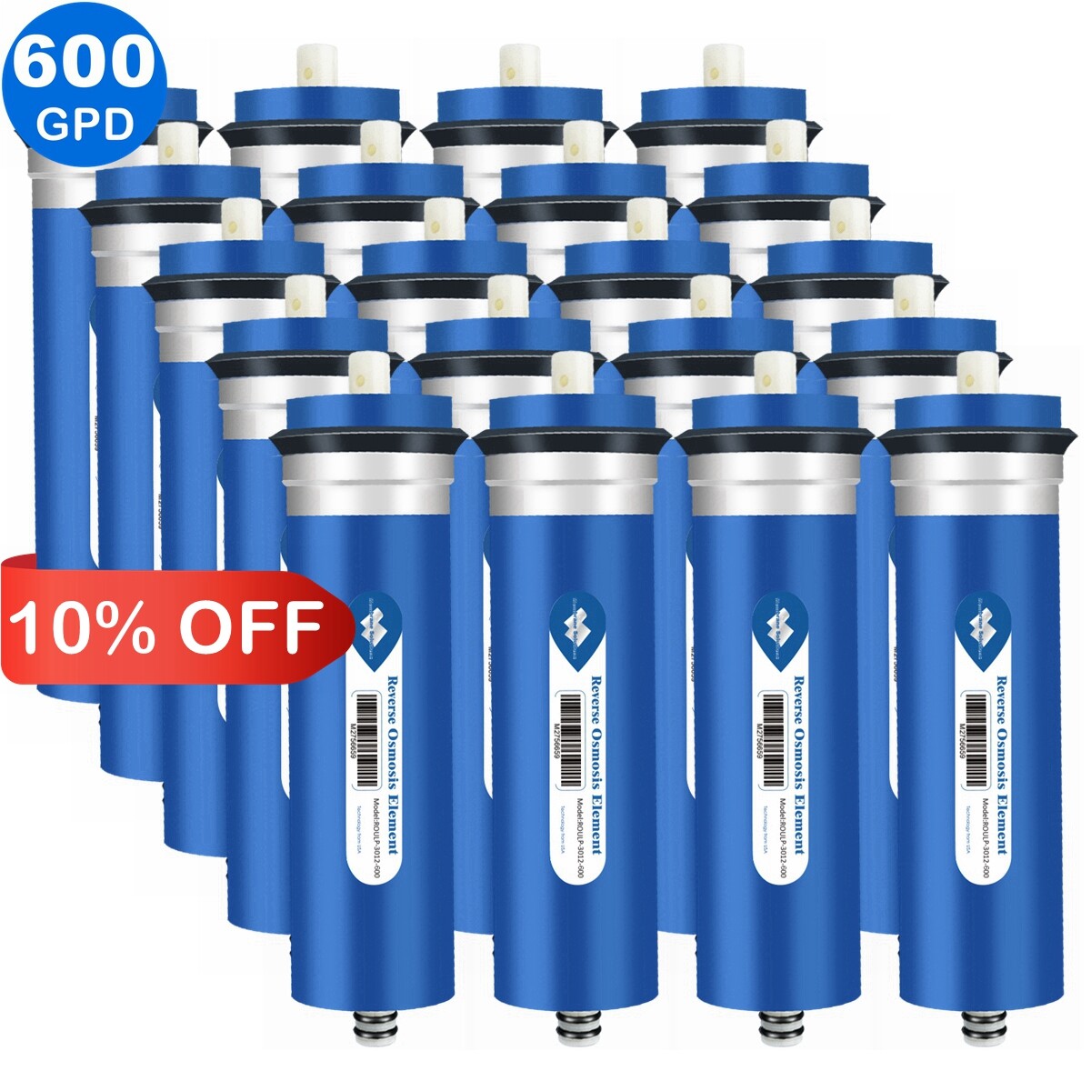 20 Pack 600 GPD RO Membrane Maple Syrup Reverse Osmosis Water Filter Cartridges