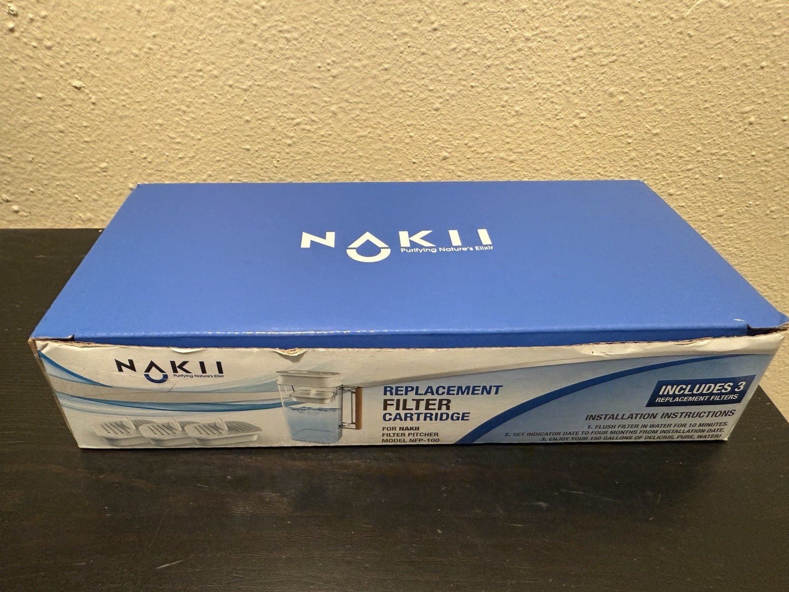 Nakii Water Pitcher Replacement Filter for NFP-100, 3 Count New Open Box