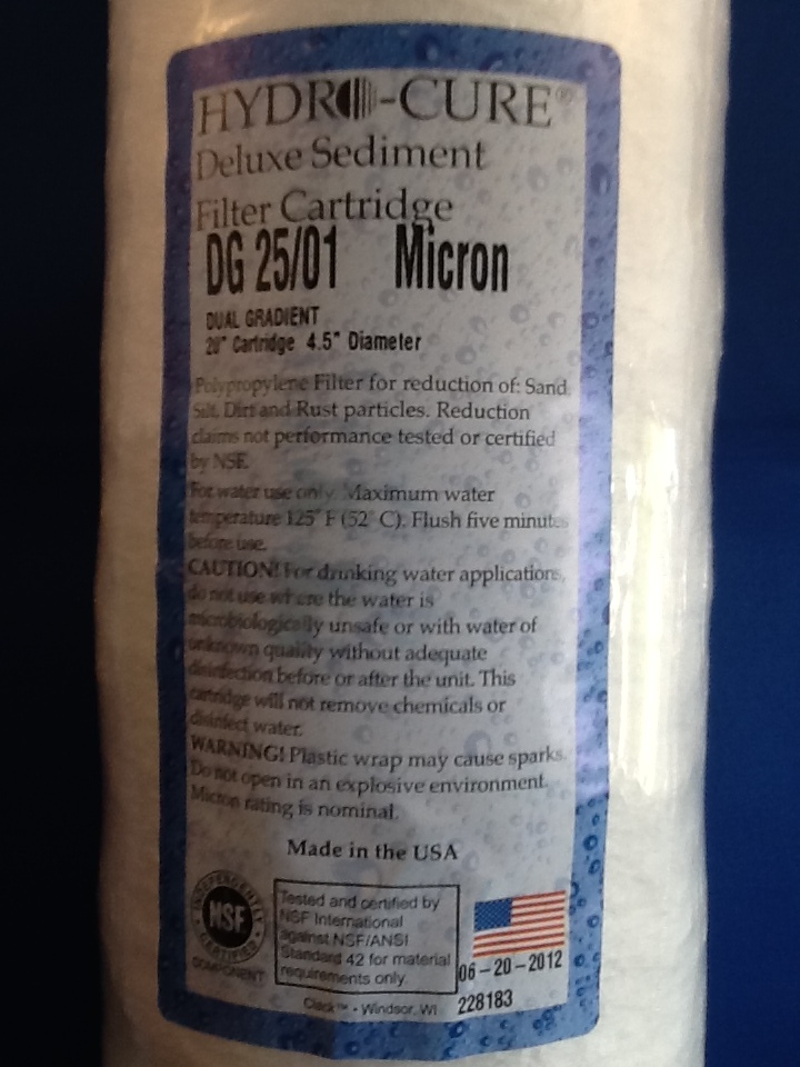 HYDRO CURE DELUXE DG 25/01 BIG BLUE 20″x4.5″ SEDIMENT FILTER – 2 FILTERS