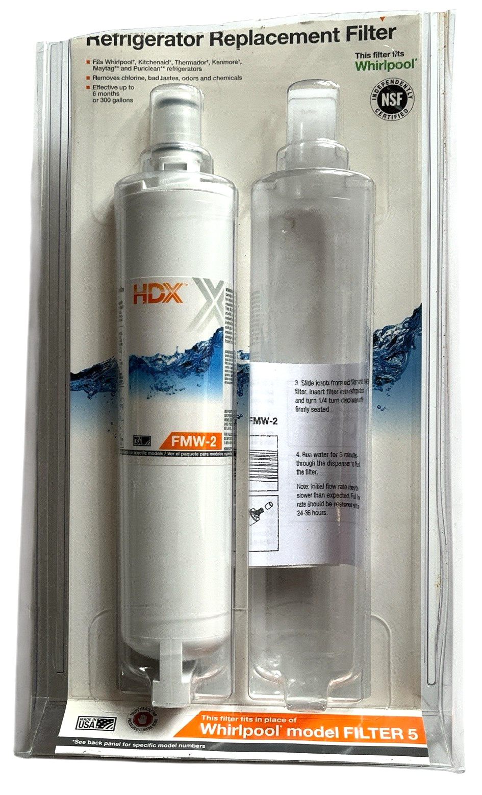 HDX-FMW-2 Replacement 1 Pack Water Filter 1 Filter For Whirlpool Model Filter 5
