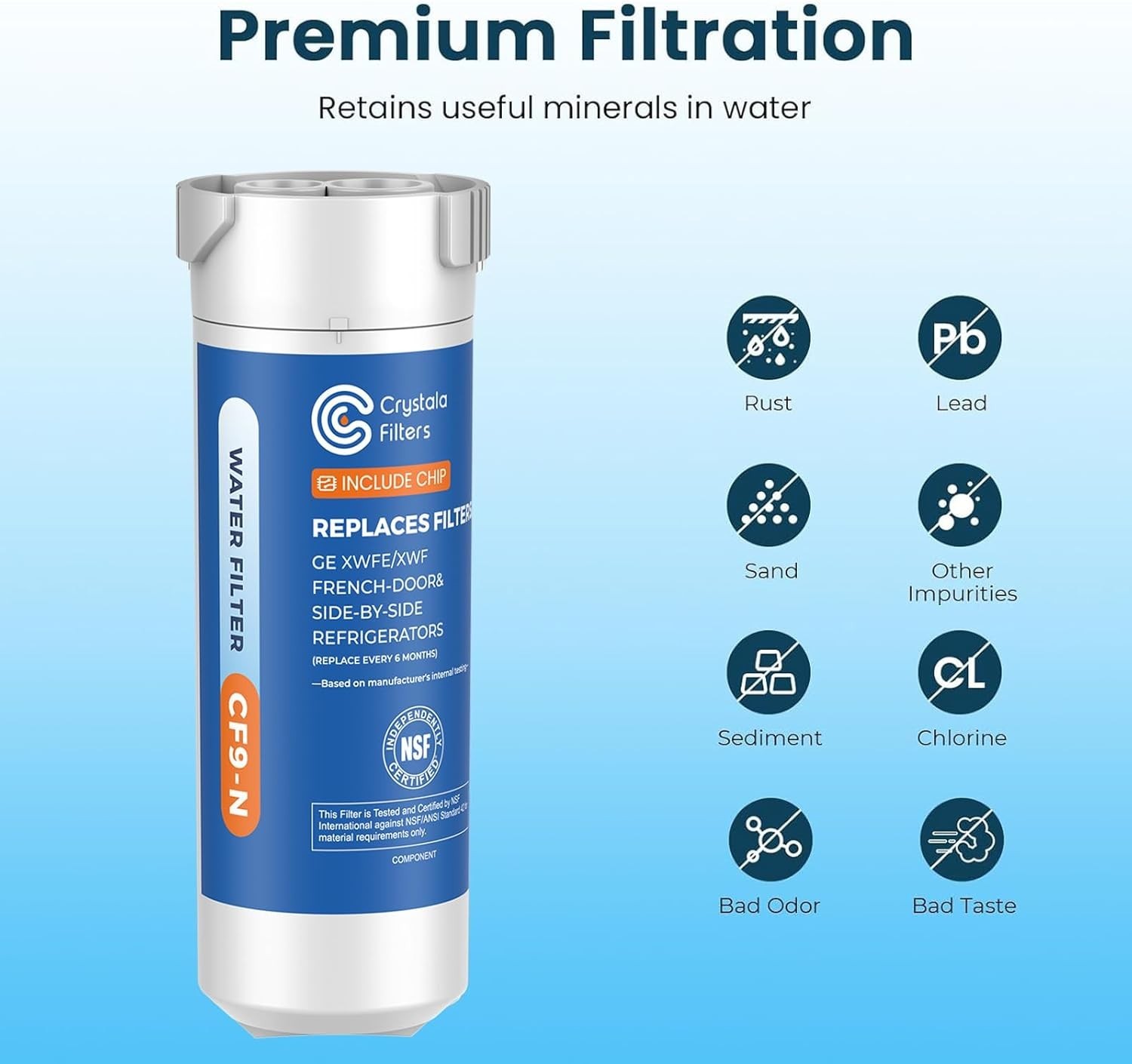 Crystala Water Filter Compatible with XWFE CHIP Replacement for GE XWFE