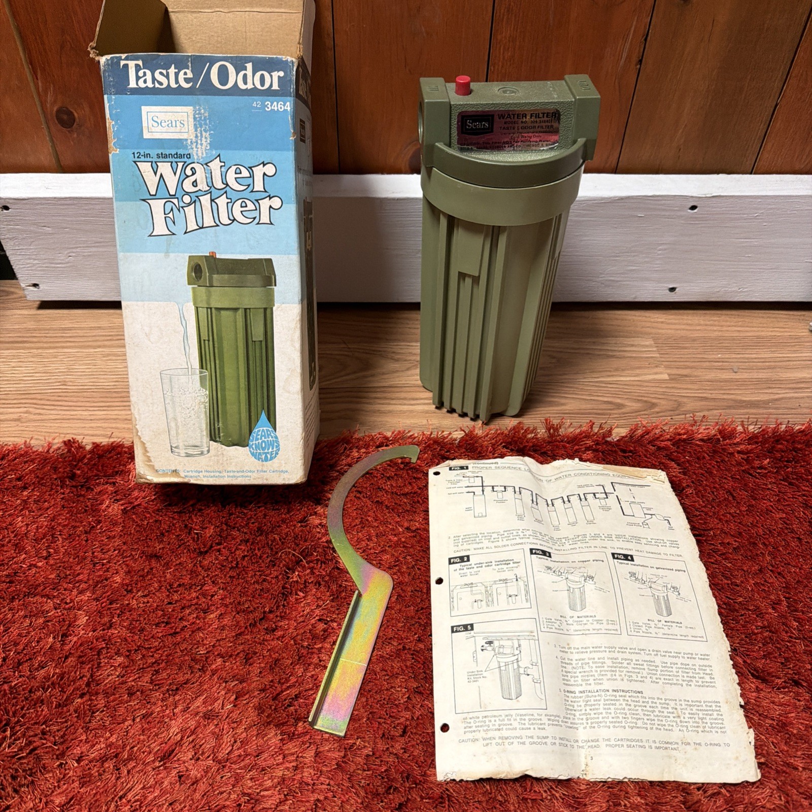 Vintage SEARS 12-Inch Standard WATER FILTER 42-3464 Avocado Green