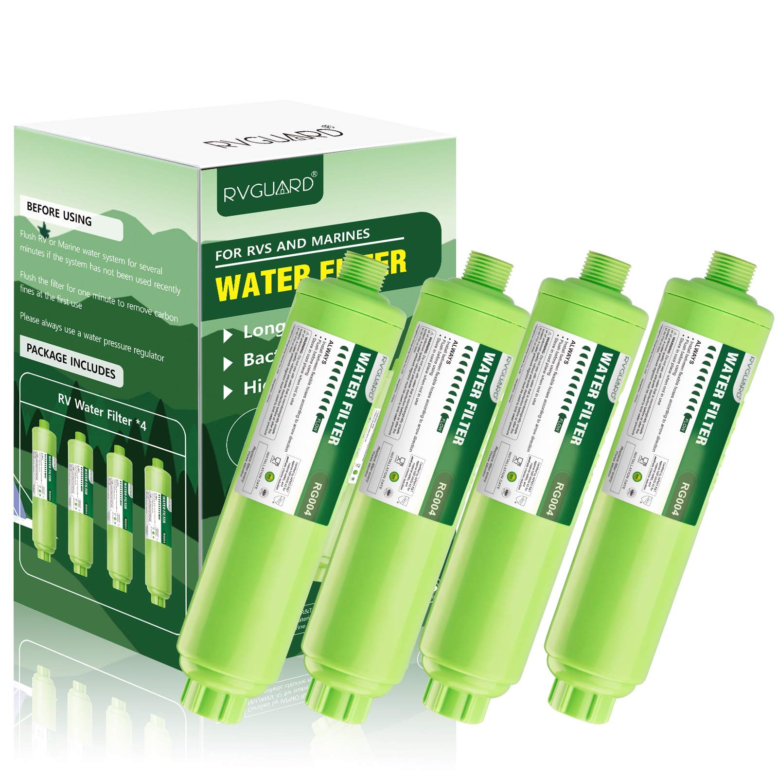 Inline RV Water Filter – Reduces Odors, Bad Taste, Rust & Chlorine – 4 Pack